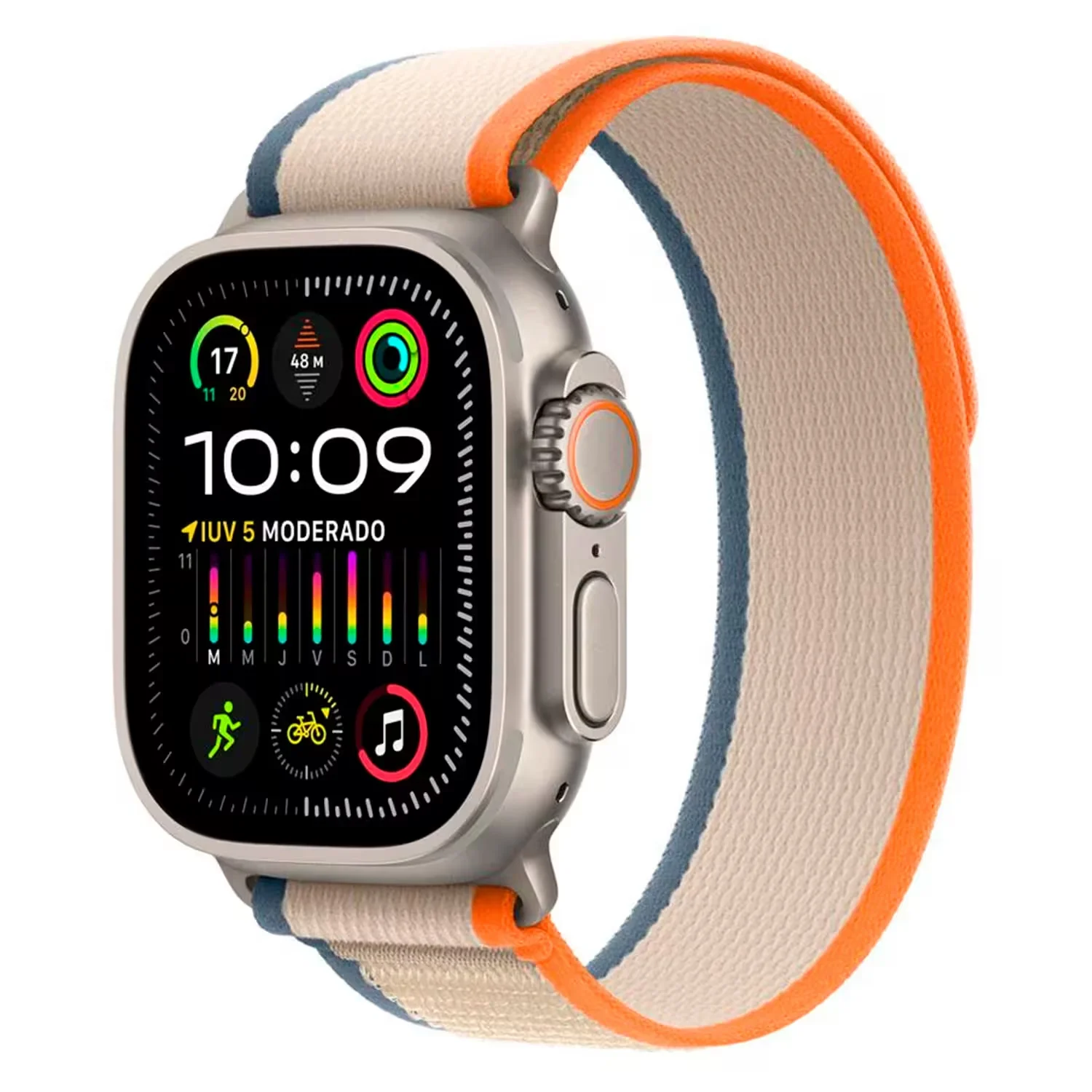 Apple Watch Ultra 2 MRF13GK/A Celular + GPS Caixa Titânio Natural 49mm - Loop Trail Laranja S/M