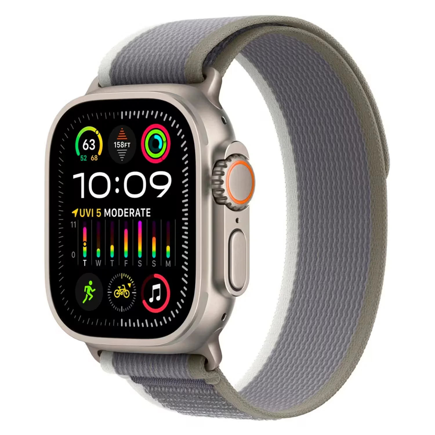 Apple Watch Ultra 2 MRF43LW/A Celular + GPS Caixa Titânio 49mm - Loop Trail Verde M/L