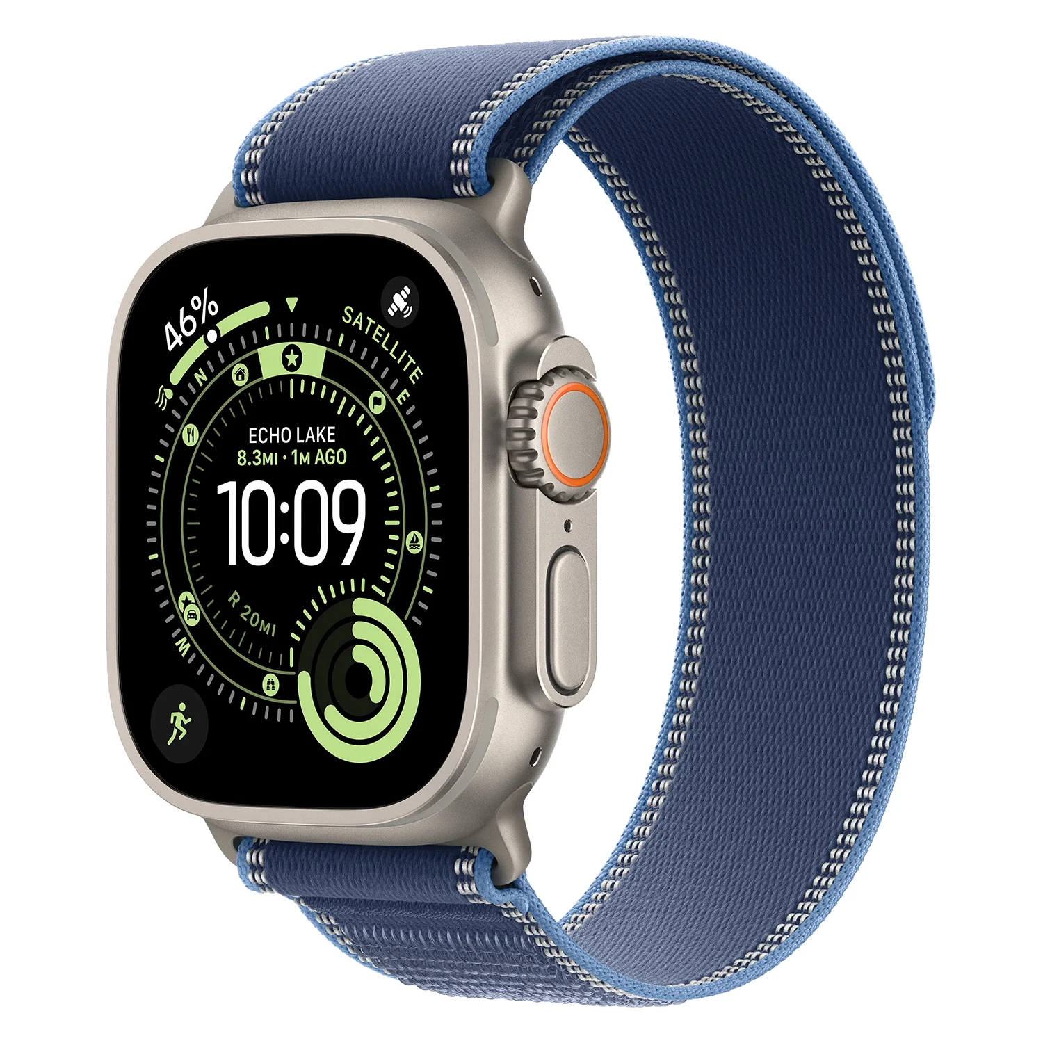 Apple Watch Ultra 3 MEWU4LW/A Celular + GPS Caixa Titânio Natural 49mm - Trail Loop Azul/Azul Brilhante