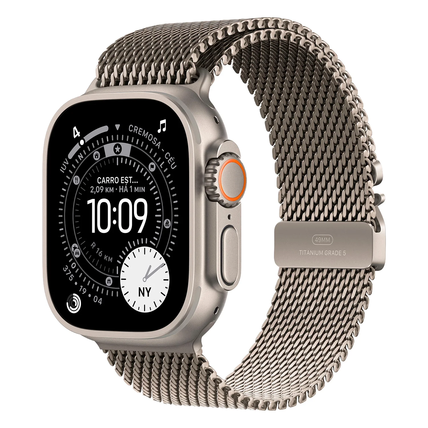Apple Watch Ultra 3 MEWY4LW/A Celular + GPS Caixa Titânio 49mm - Estilo Milanês de Titânio M