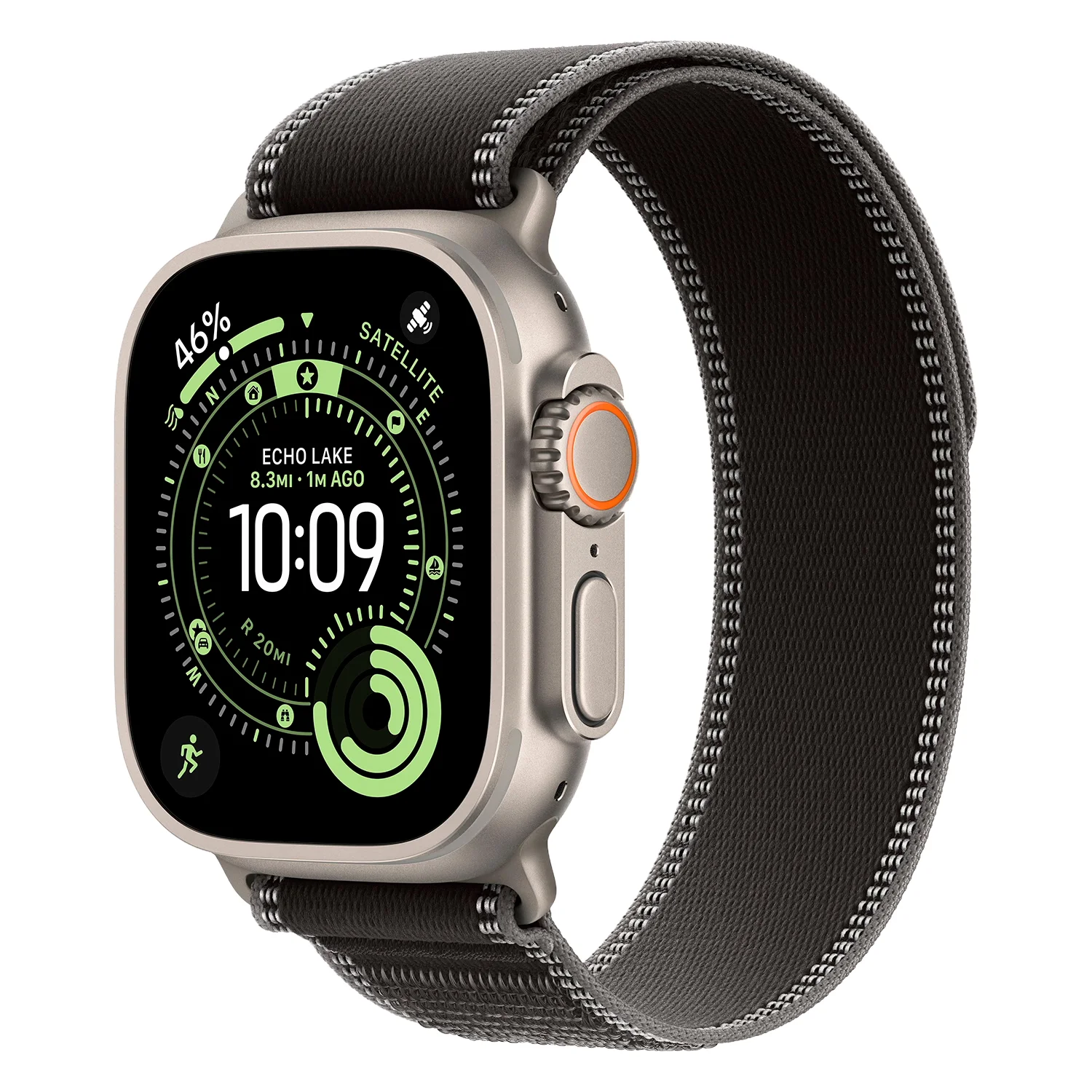 Apple Watch Ultra 3 MF1D4ZP/A Celular + GPS Caixa Titânio Natural 49mm - Loop Trail Preto Carvão S/M