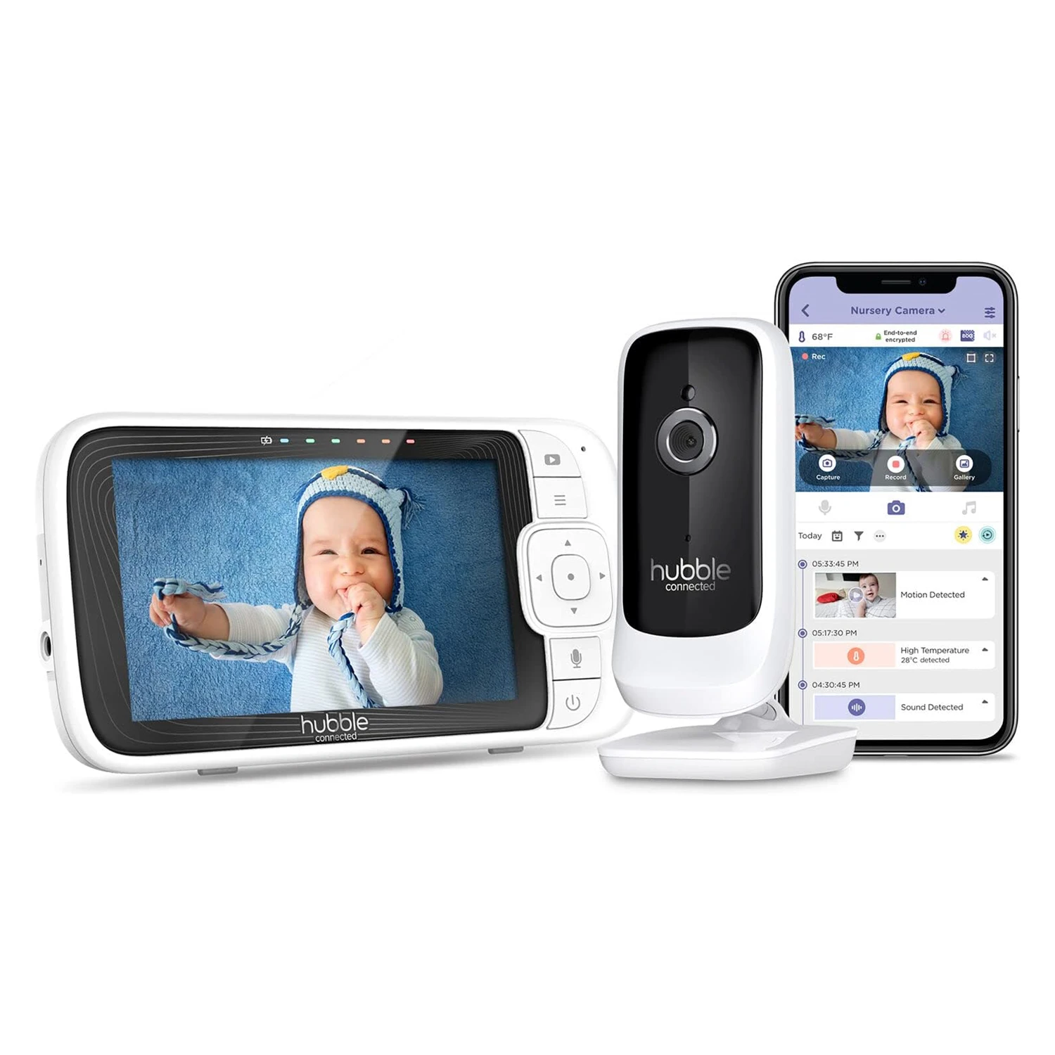 Babá Eletrônica Hubble Nursery Pal Link WiFi 5.0" Alexa - Branco