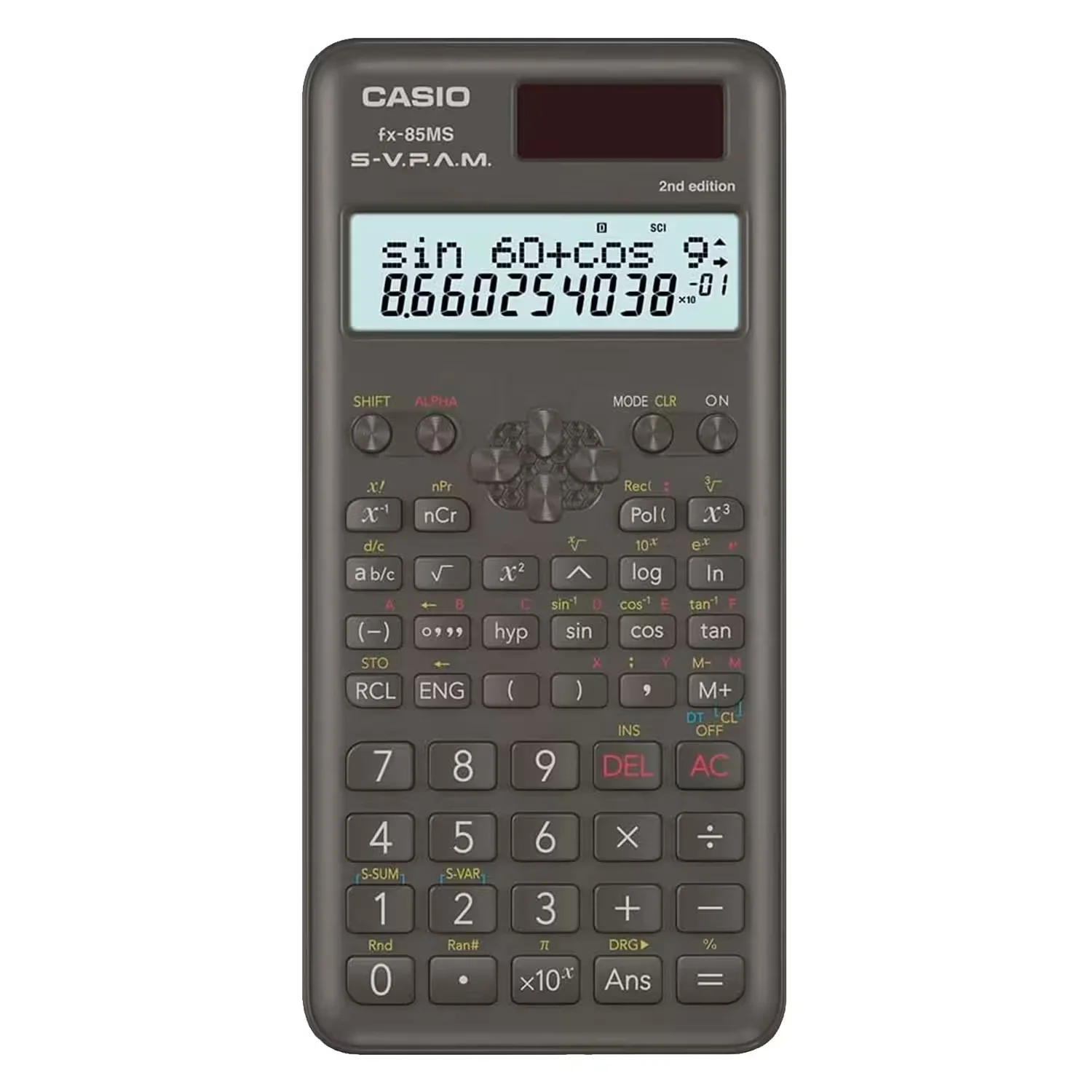 Calculadora Ciêntifica Casio FX-85MS-2-W Plus 2da Edição 12 Dígitos - Preto