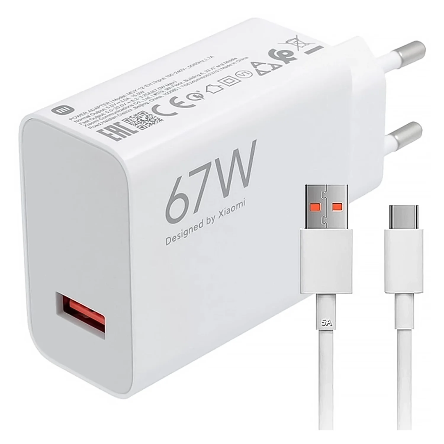Carregador Xiaomi Hypercharge Combo MDY-12-EH 67W USB-A - Branco