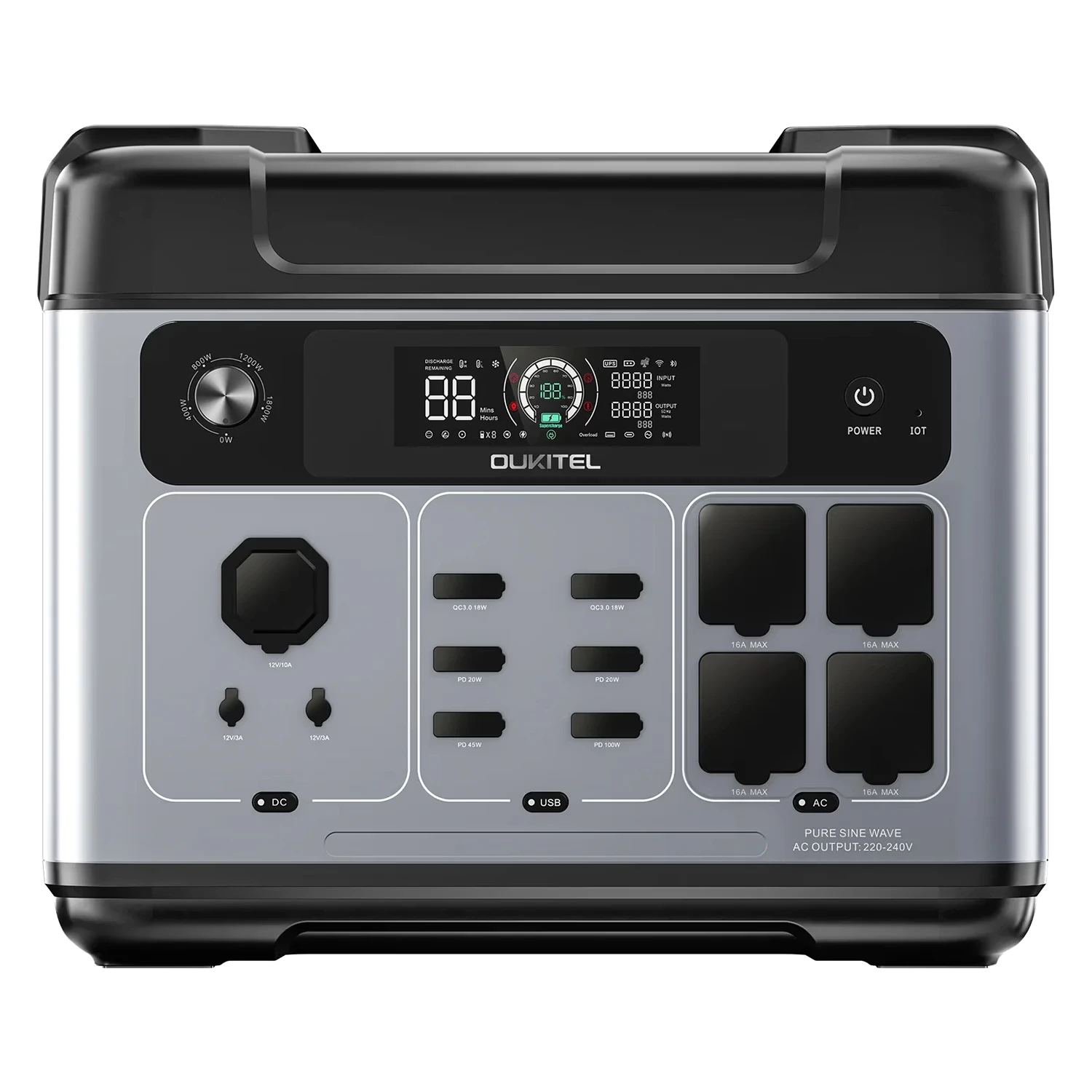 Estação de Energia Portátil Oukitel P2001 Plus 2400W/2048Wh - Cinza