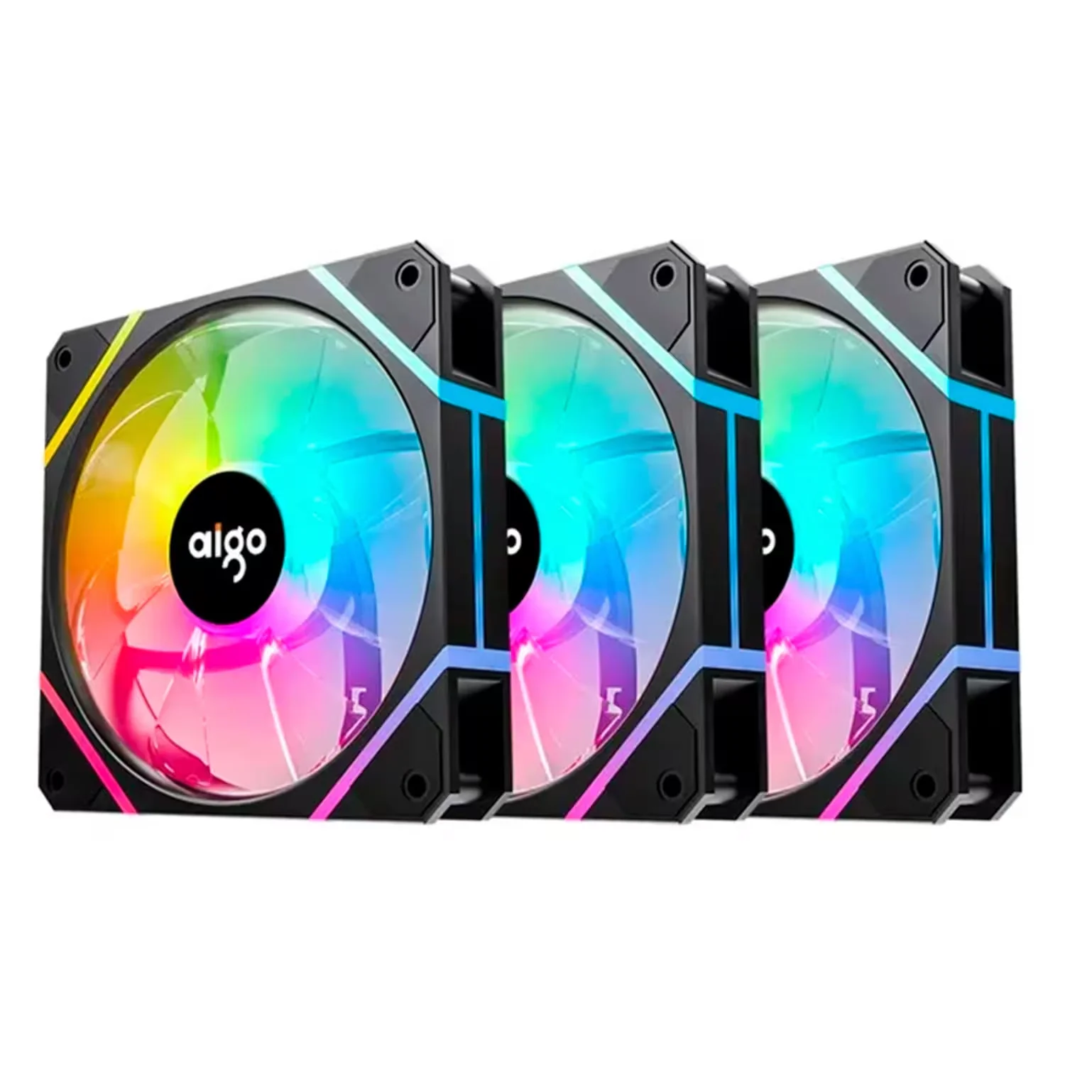Fan para Gabinete Aigo AM12 Pro RGB 3 em 1 - Preto