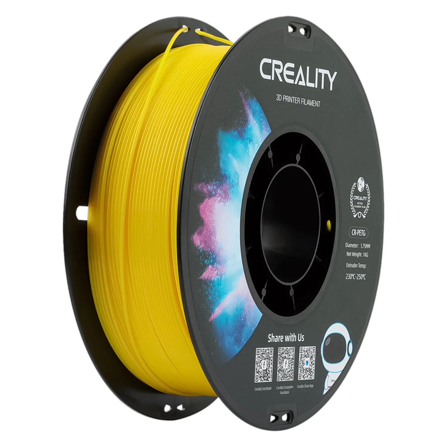 Filamento Creality CR-PETG 1Kg 1.75mm para Impressora 3D - Amarelo