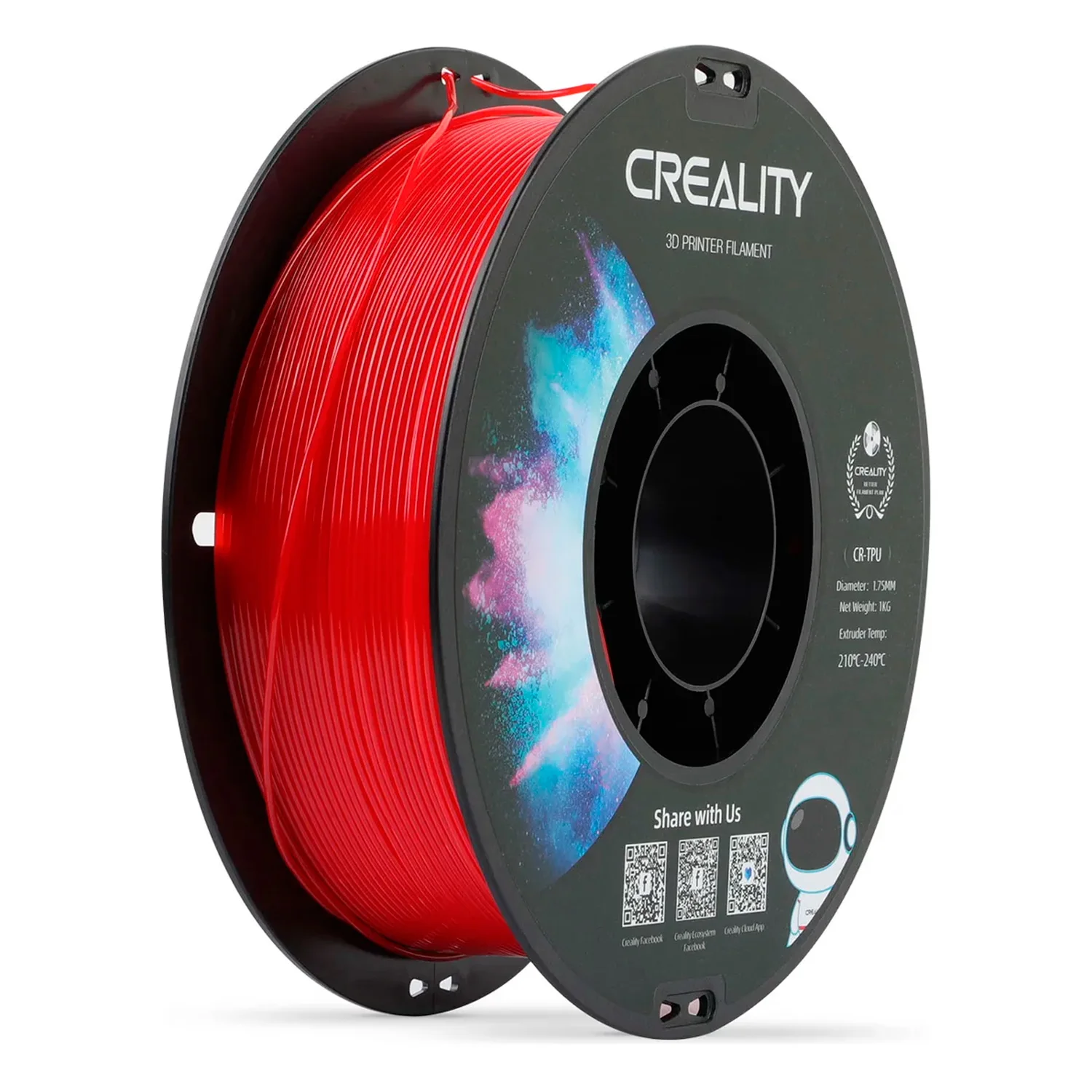 Filamento Creality CR-PLA 1Kg 1.75mm para Impressora 3D - Vermelho Fluorescente