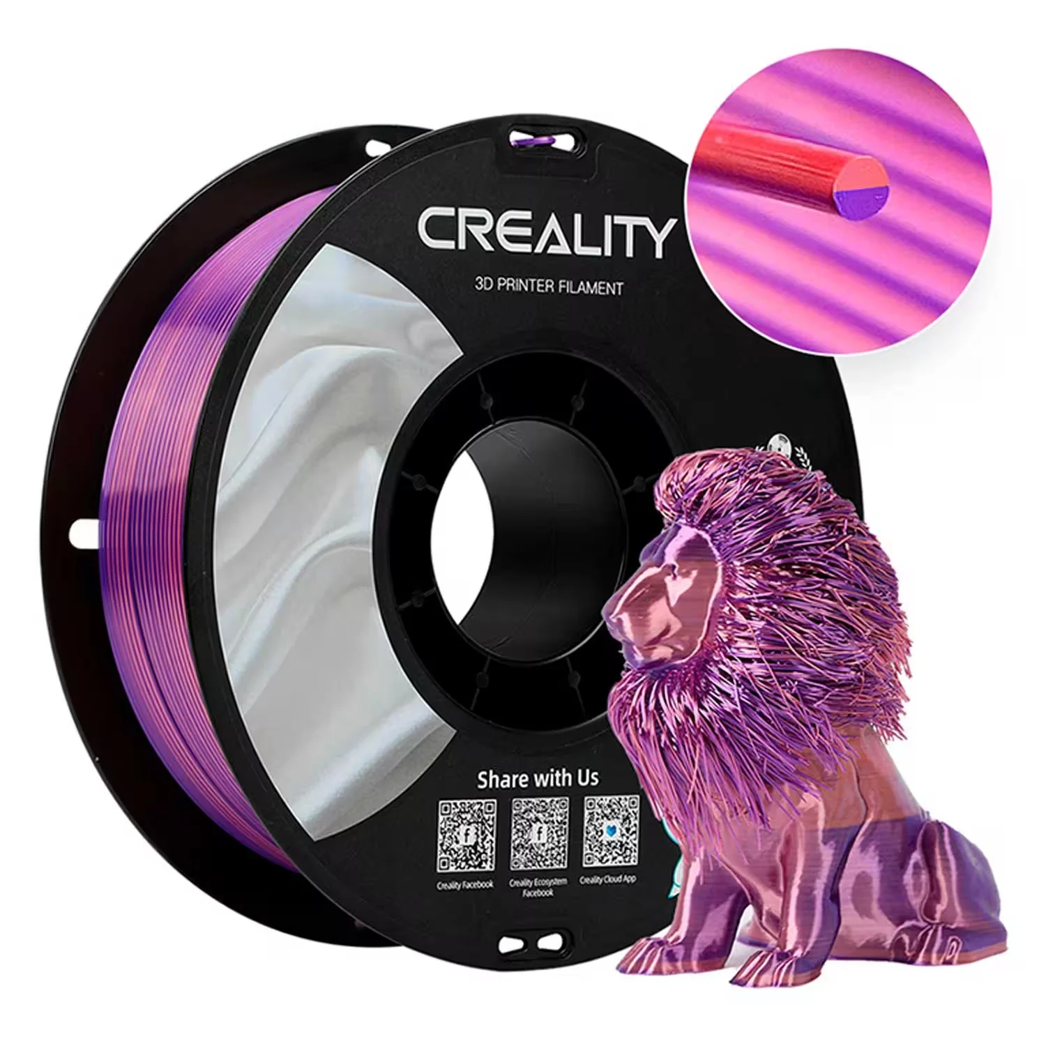 Filamento Creality CR-SILK 1Kg 1.75mm para Impressora 3D - Rosa Roxo