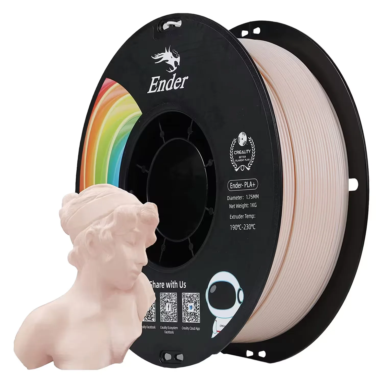 Filamento Creality EN-PLA+ 1Kg 1.75mm para Impressora 3D - Bege