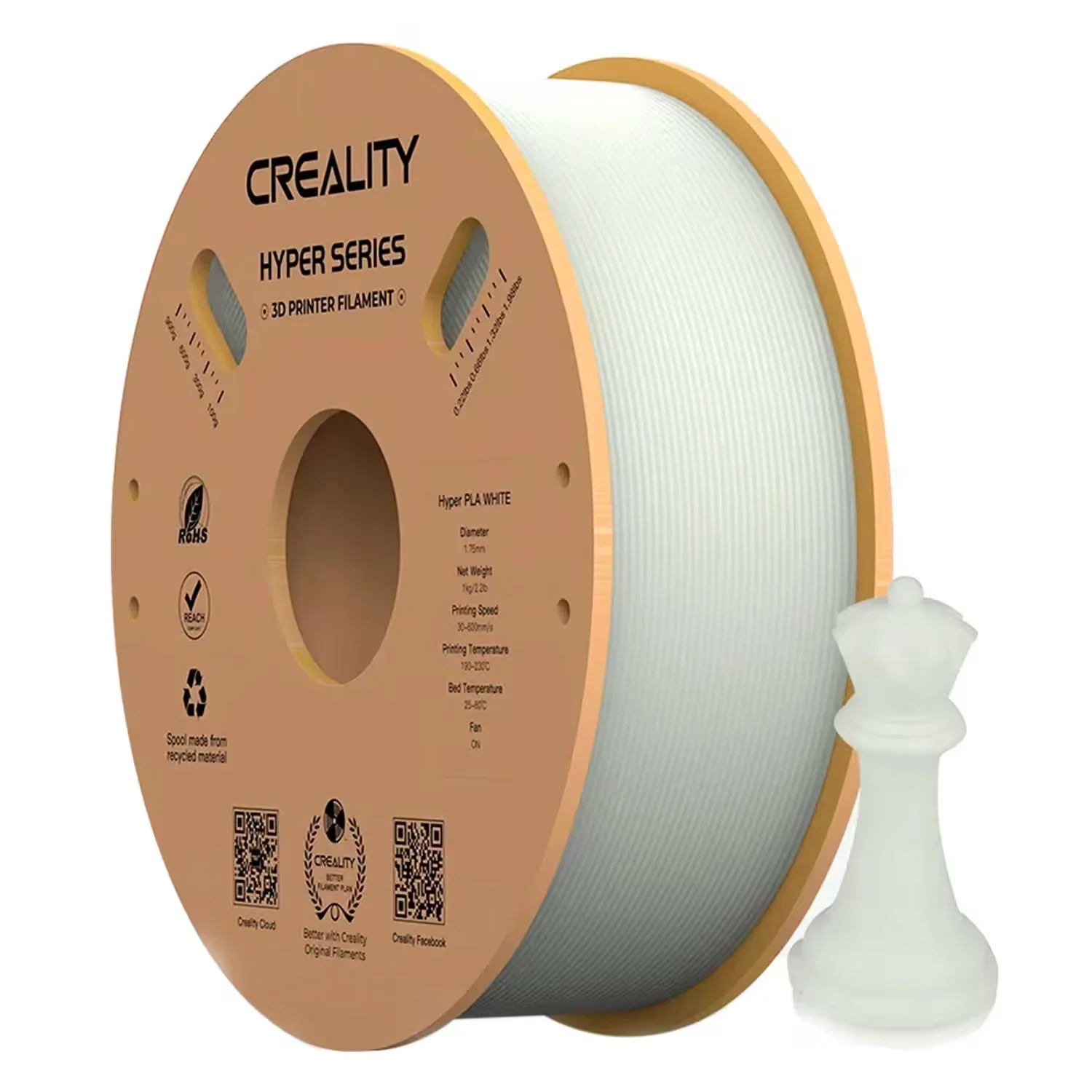 Filamento Creality Hyper ABS 1Kg 1.75mm para Impressora 3D - Branco