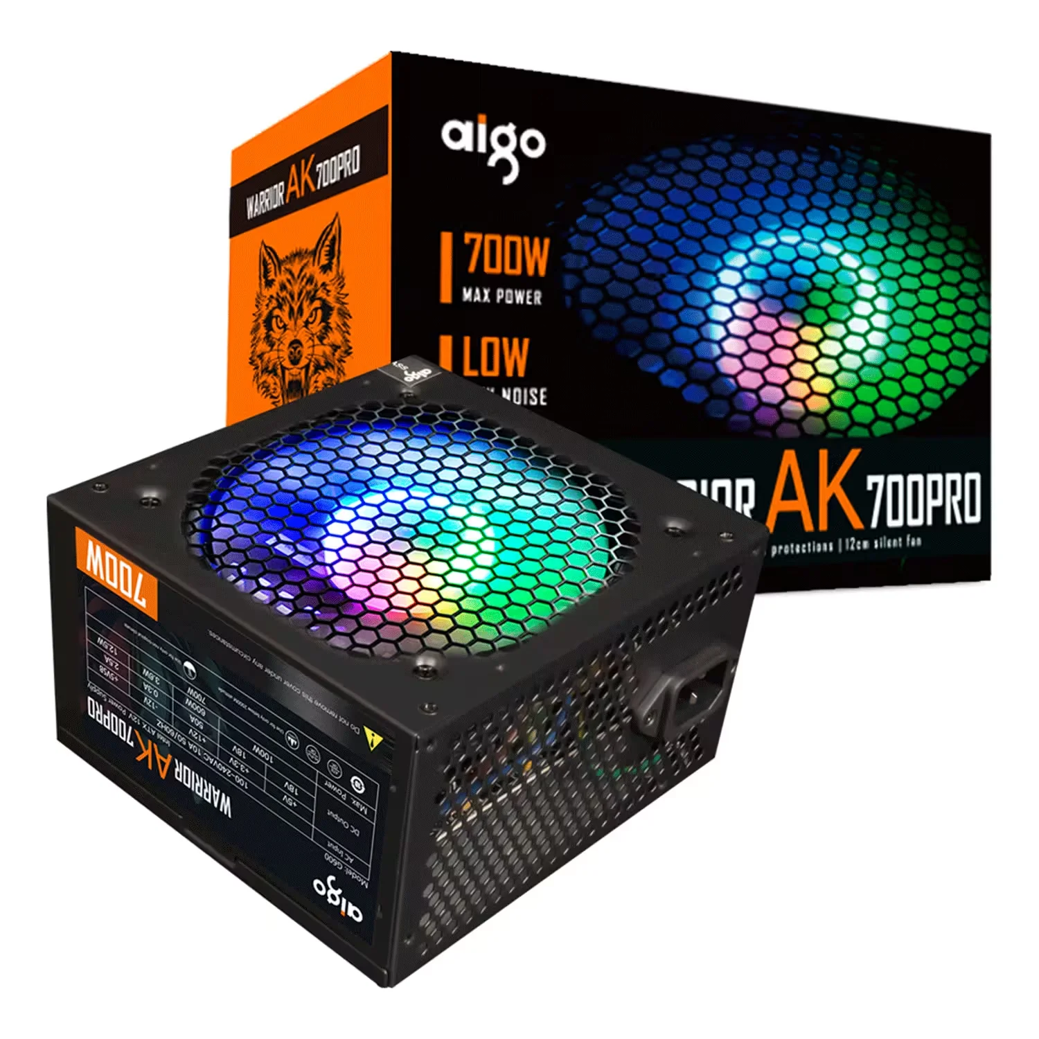 Fonte Aigo AK700 Pro ATX 700W Real PFC Ativo 220V - Preto