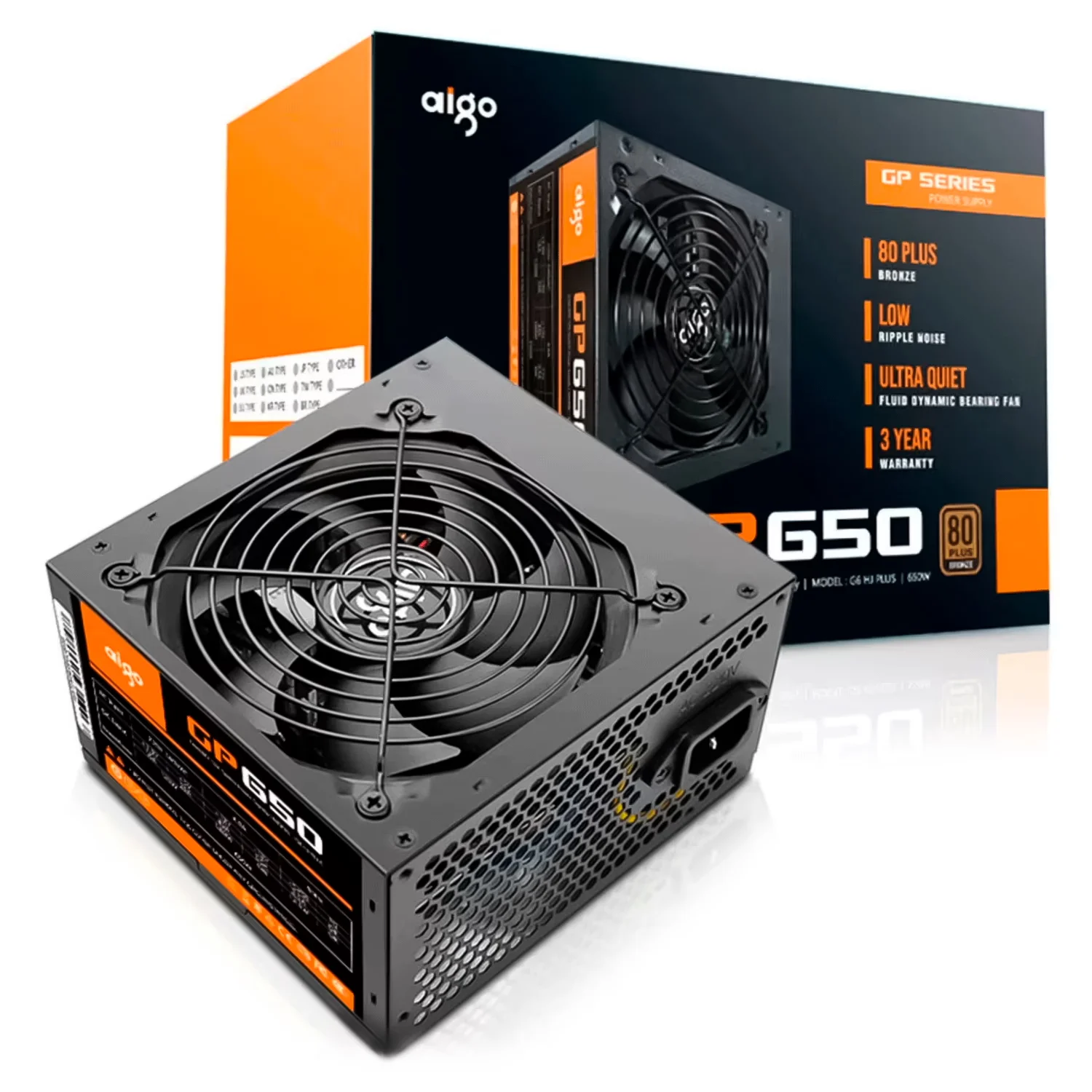 Fonte Aigo GP650 ATX 650W 80 Plus Bronze 220V - Preto