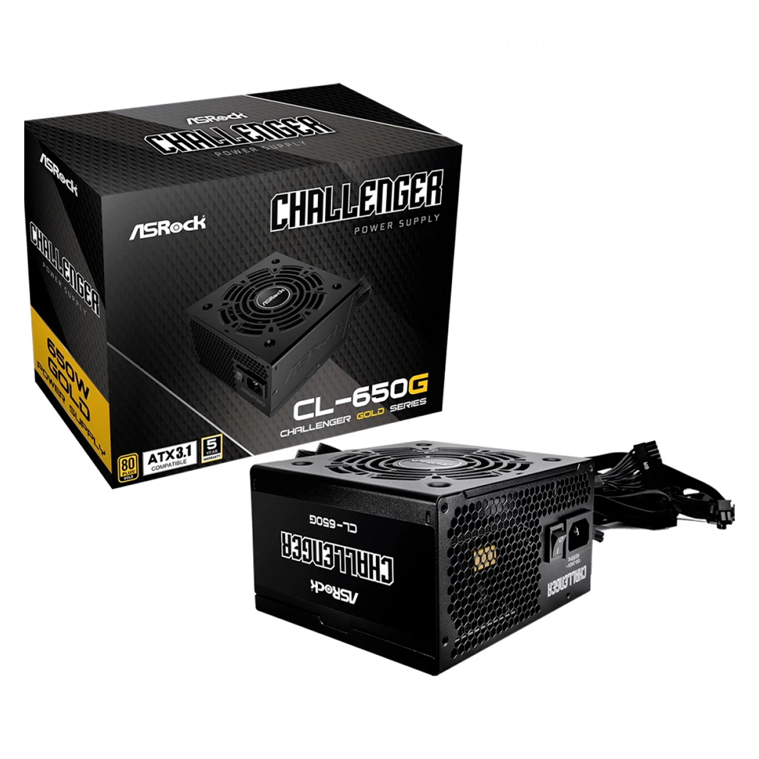 Fonte ASRock Challenger CL-650G ATX 650W 80 Plus Gold - Preto