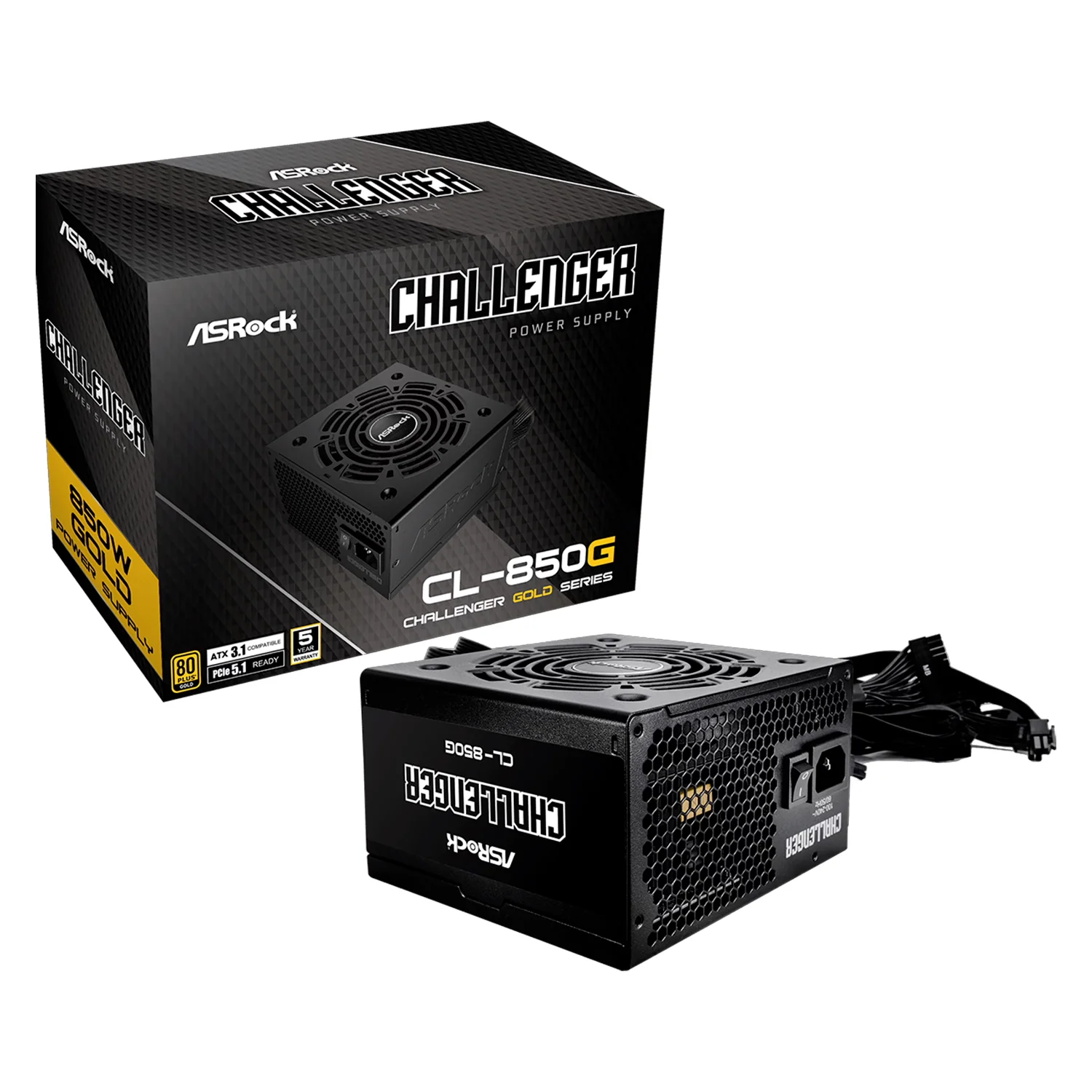 Fonte ASRock Challenger CL-850G ATX 850W 80 Plus Gold - Preto