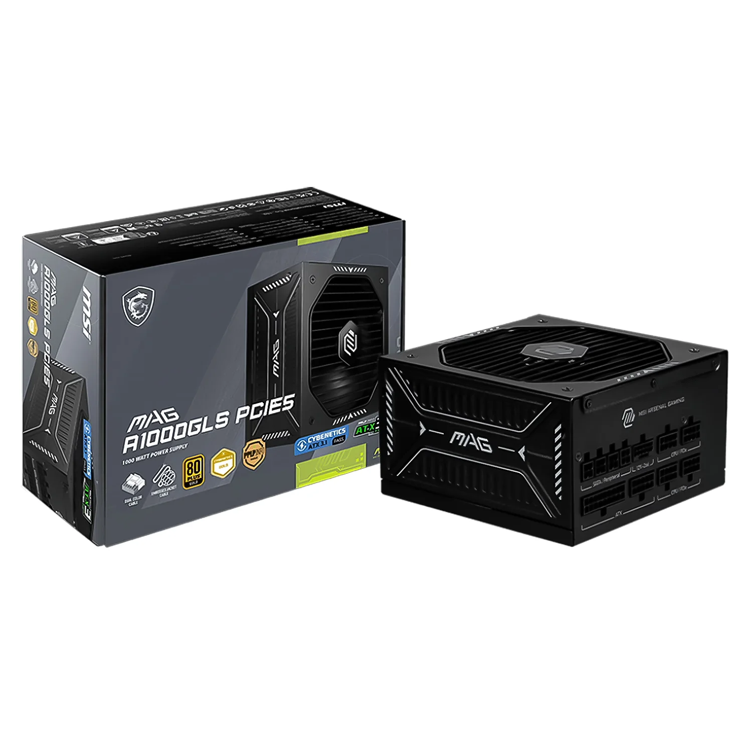 Fonte MSI MAG A1000GL PCIE5 306-7ZPIX12-CEO ATX 1000W 80 Plus Gold PFC Ativo Full Modular Bivolt - Preto