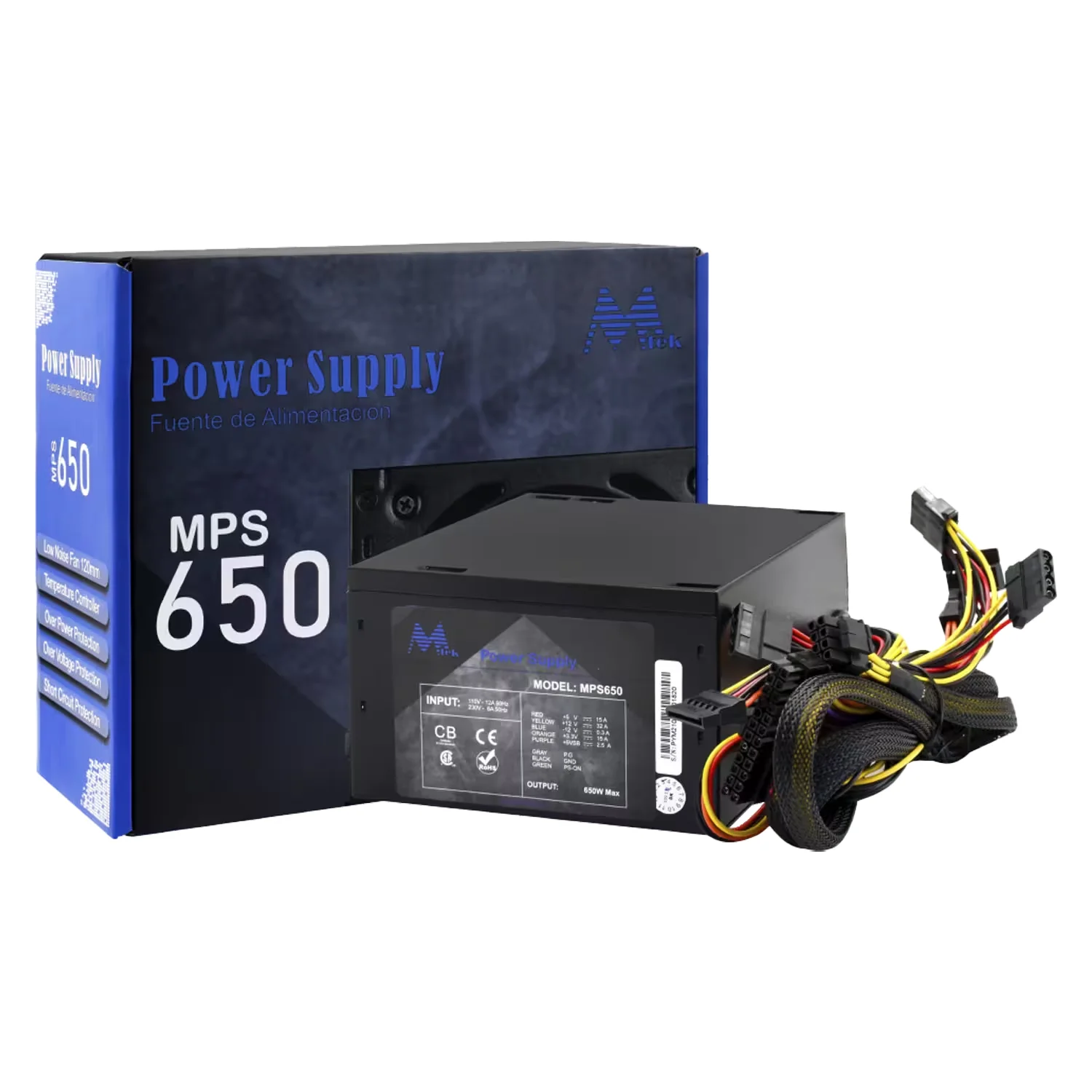 Fonte Mtek MPS650 ATX 650W Não Modular - Preto