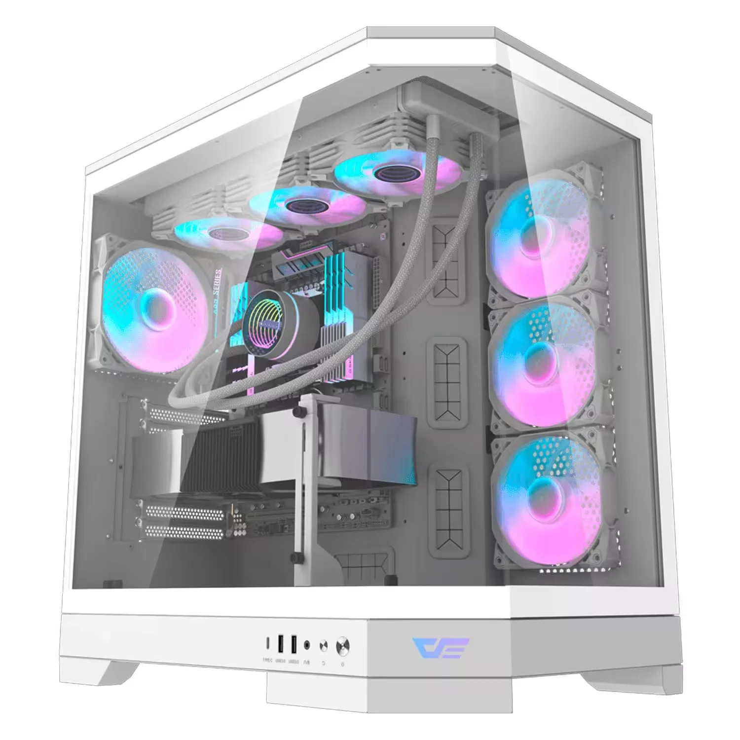 Gabinete Gamer Aigo Darkflash DQX90 RGB Mid Tower - Branco (4 Fans)