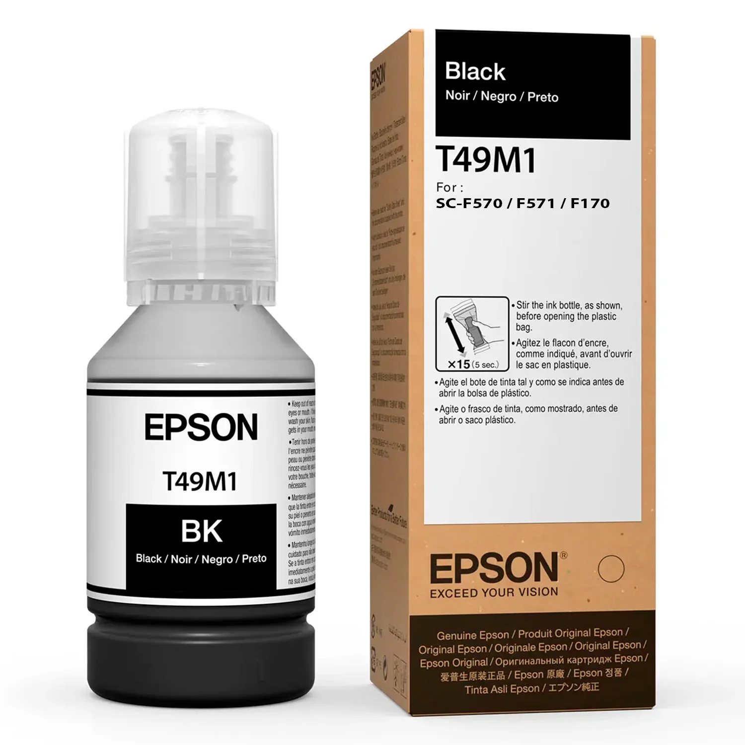 Garrafa de Tinta Epson T49M120 para Epson SureColor F170/F570/F571 140ml - Preto