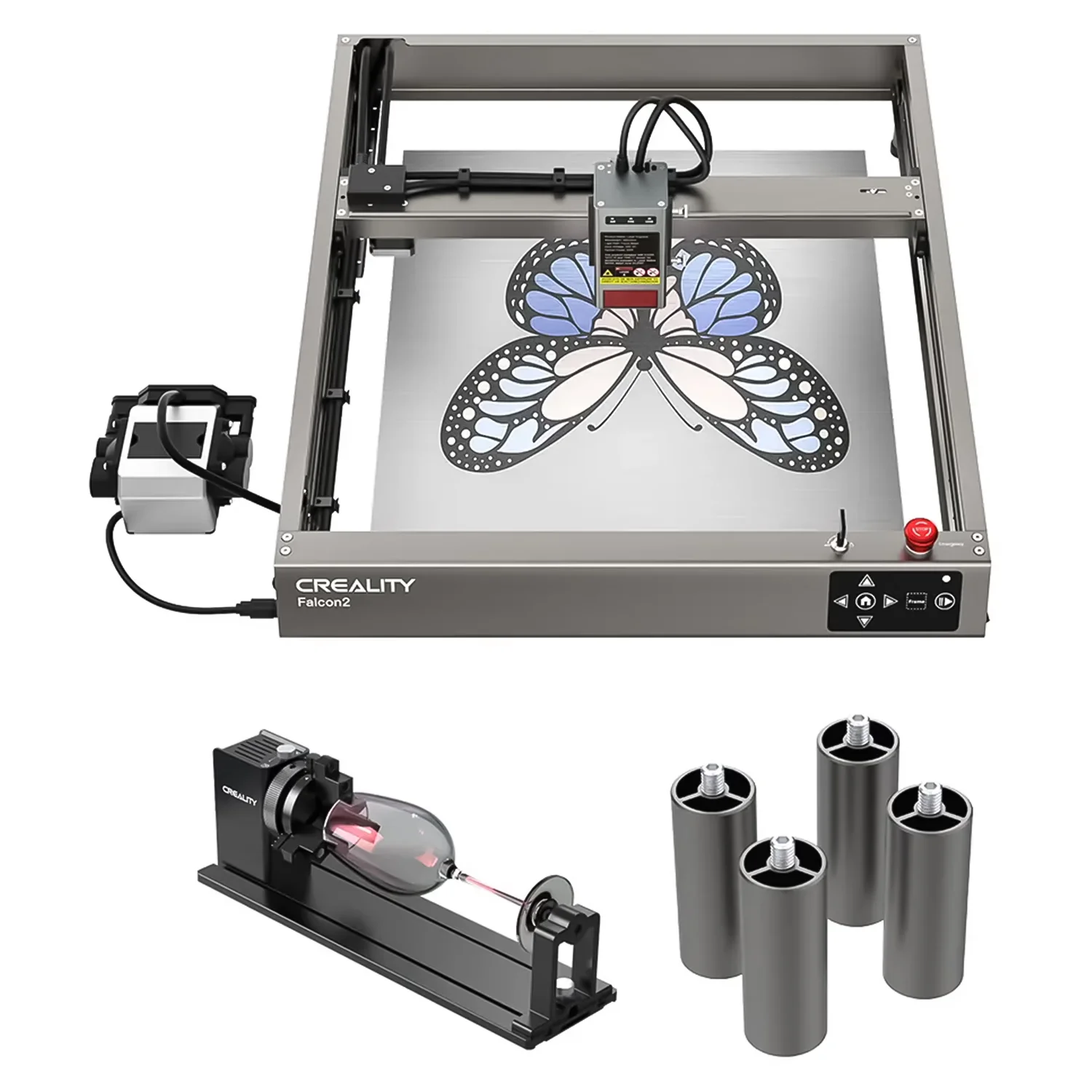 Gravadora a Laser Creality CR-Falcon 2 22W + Kit Rotativo - Cinza