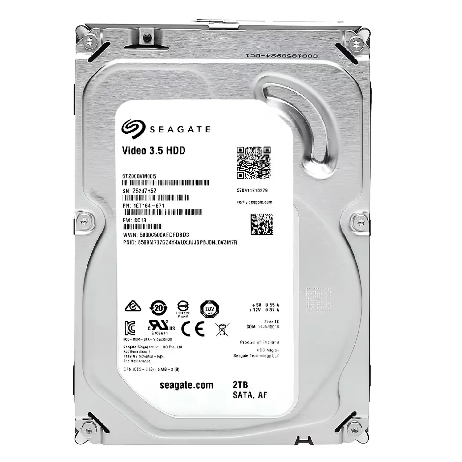 HD Seagate BarraCuda Pull 2TB 3.5" SATA 3 5400RPM - ST2000VM005
