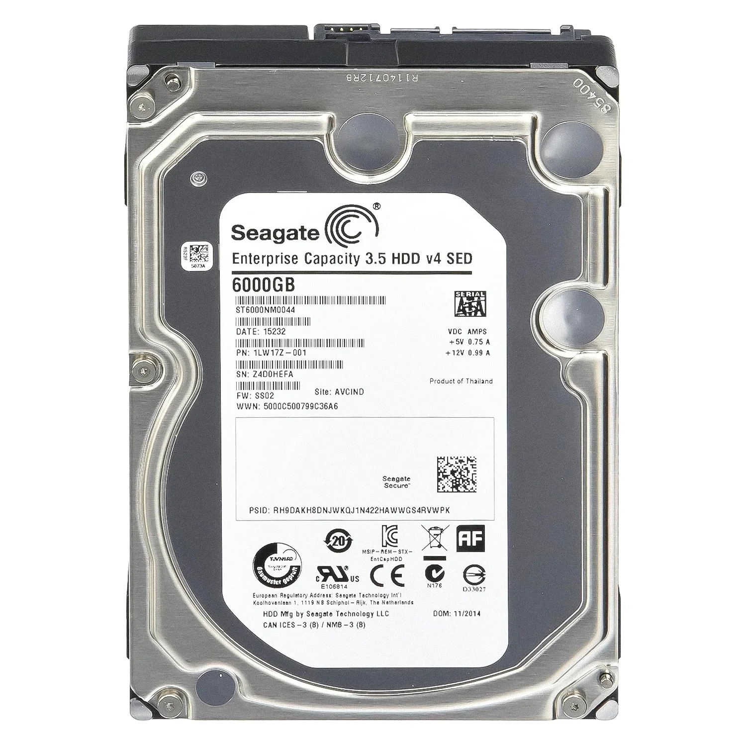 HD Seagate Enterprise Pull 6TB 3.5" SATA 3 7200RPM - ST6000NM0044