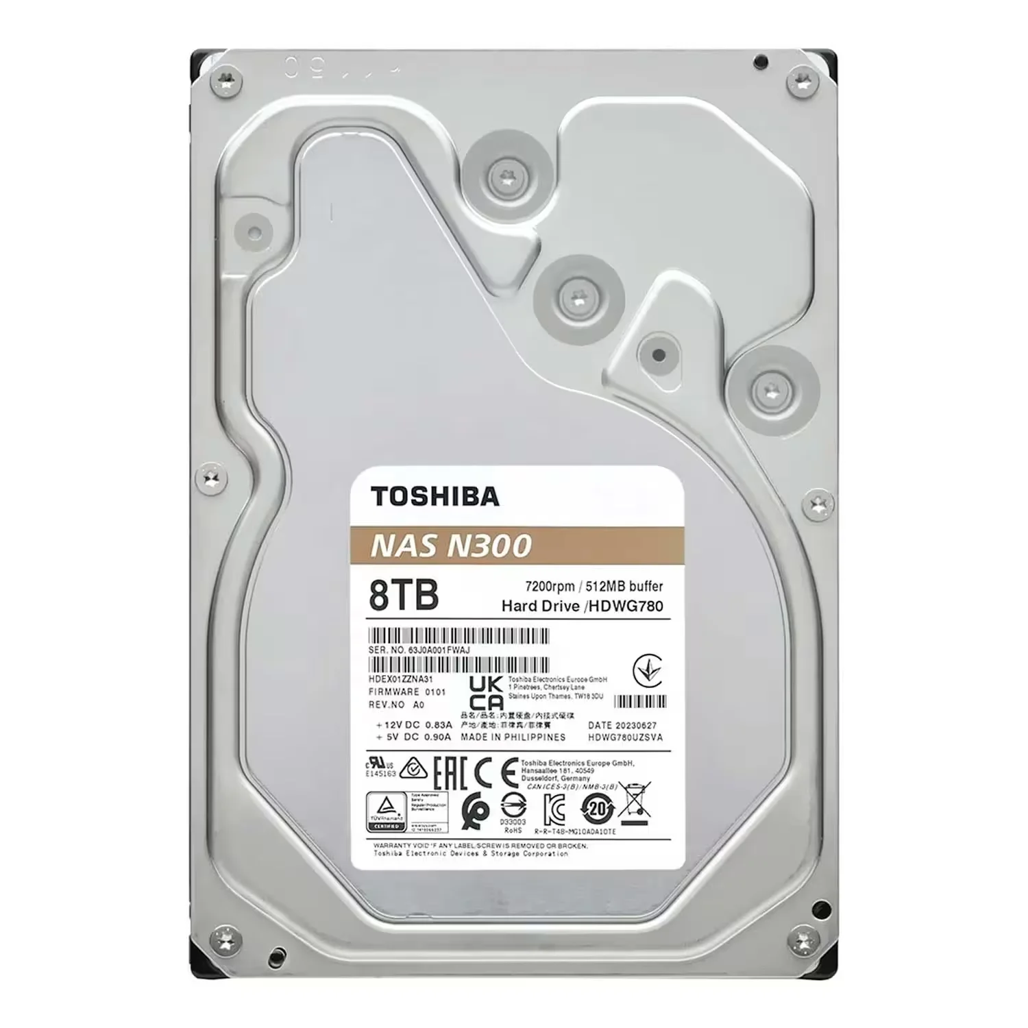 HD Toshiba N300 NAS 8TB 3.5" SATA 3 7200RPM - HDWG780XZSTA