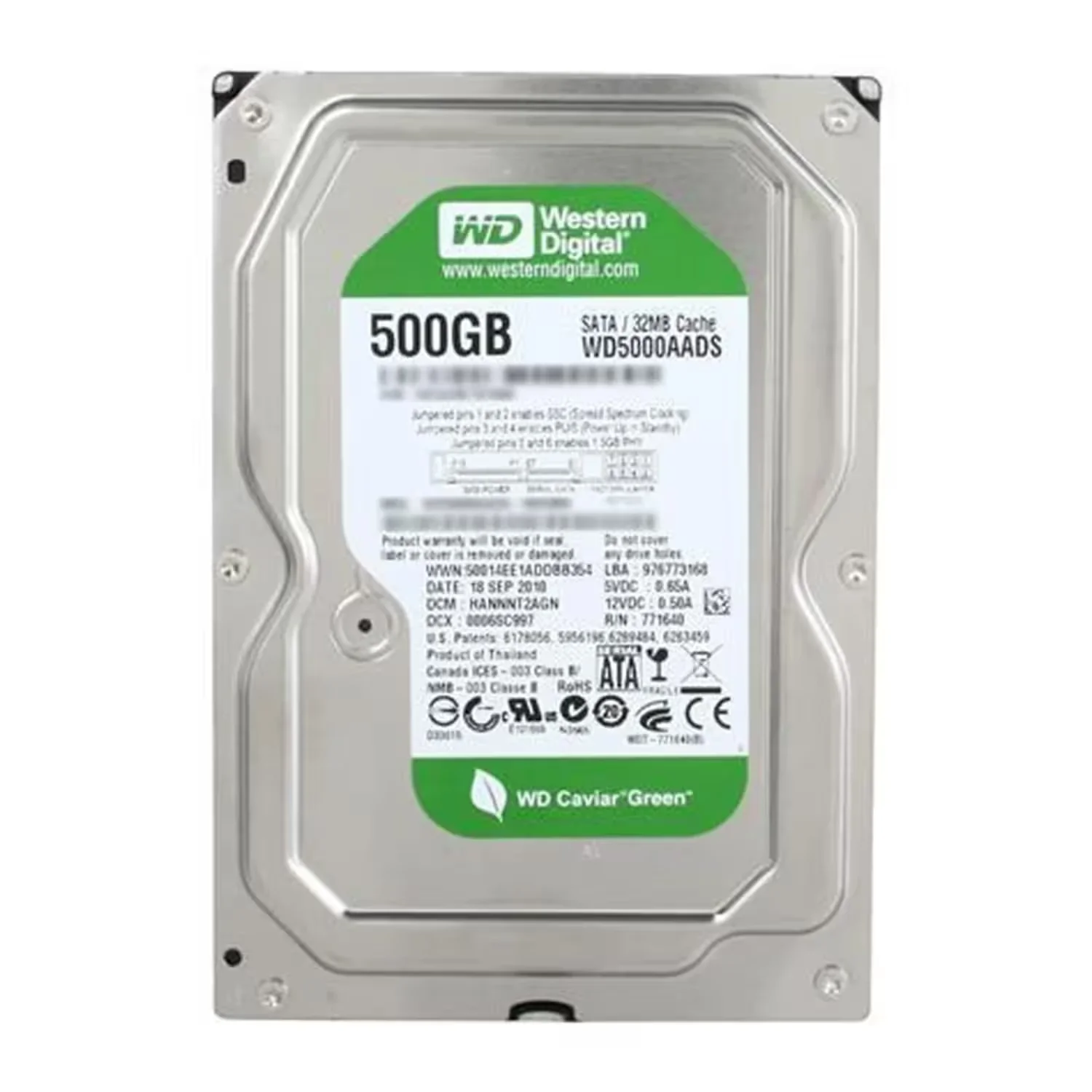 HD Western Digital Green Pull 500GB 3.5" SATA 2 7200RPM - WD5000AADS