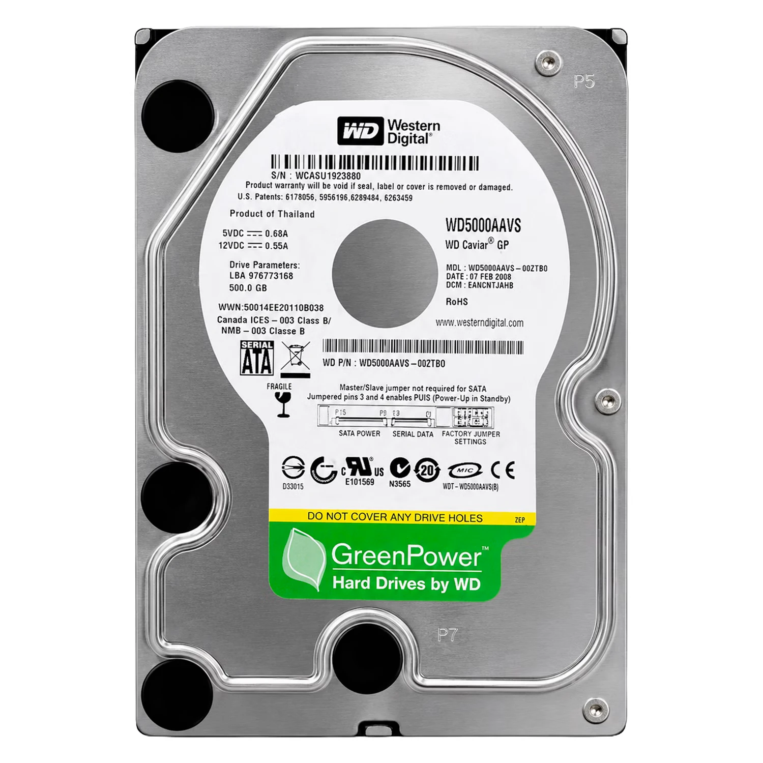 HD Western Digital Pull 500GB 3.5" SATA 2 5400RPM - WD5000AAVS