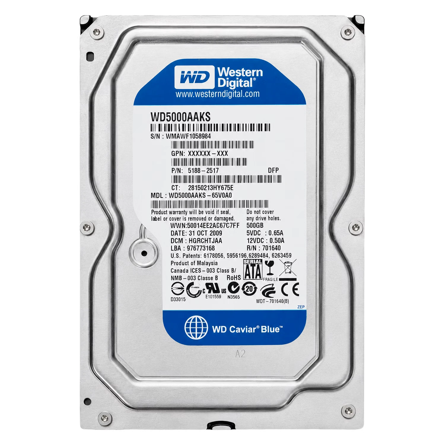 HD Western Digital WD Caviar Blue Pull 500GB 3.5" SATA 3 7200RPM - WD5000AAKS