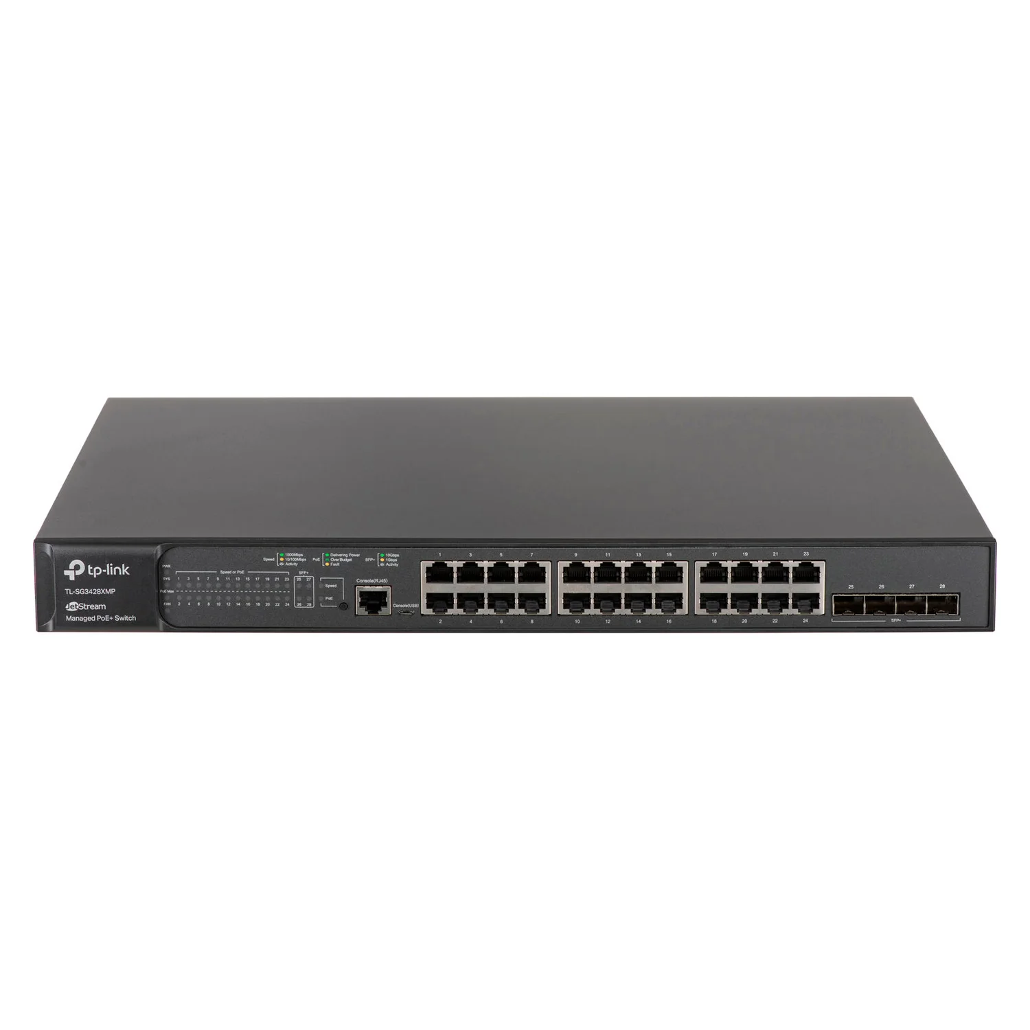 Hub Switch TP-Link TL-SG3428XMP 24 Portas Gigabit 8POE+4 Slots SFP+ 10G 1000Mbps - Cinza