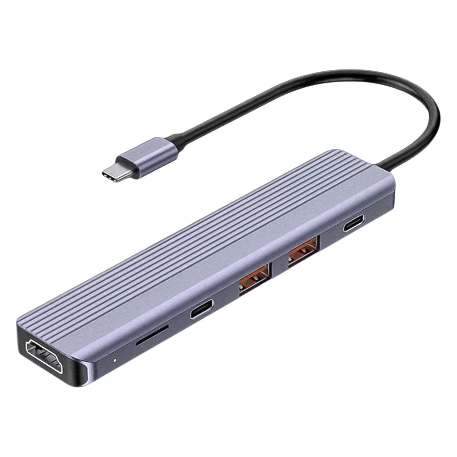 Hub USB Mtek DS-61TC 6 em 1 USB-C HDMI - Cinza