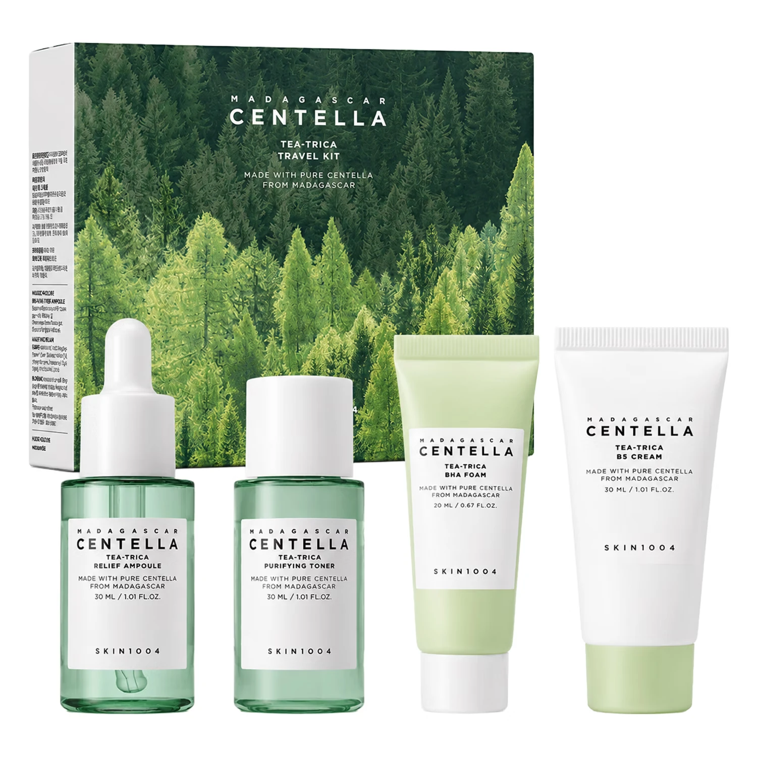 Kit Cuidado Facial SKIN1004 Madagascar Centella Tea-Trica Travel - 4 Unidades