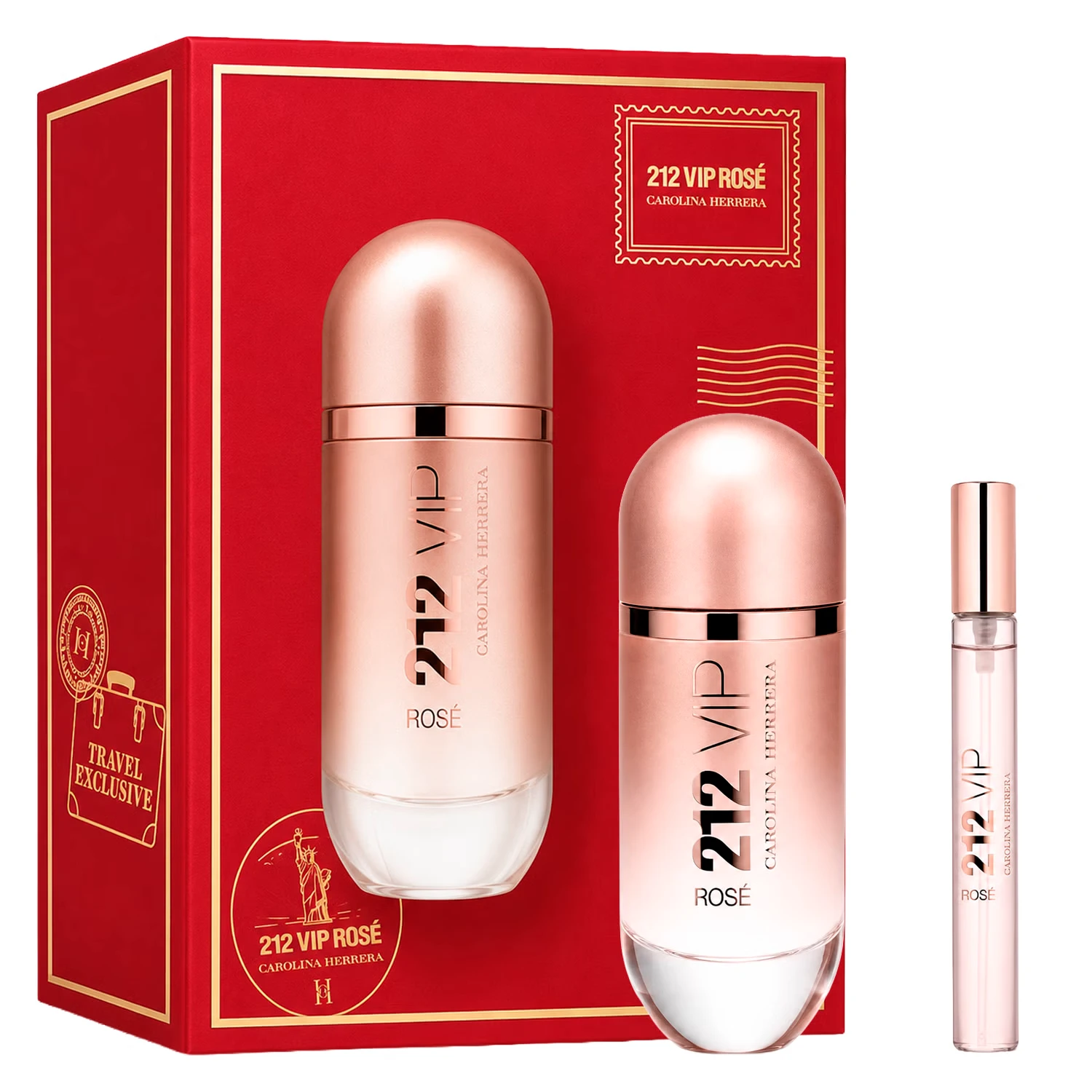 Kit Perfume Carolina Herrera 212 VIP Rosé Eau de Parfum 80ml + Loção Corporal Perfumada 200ml