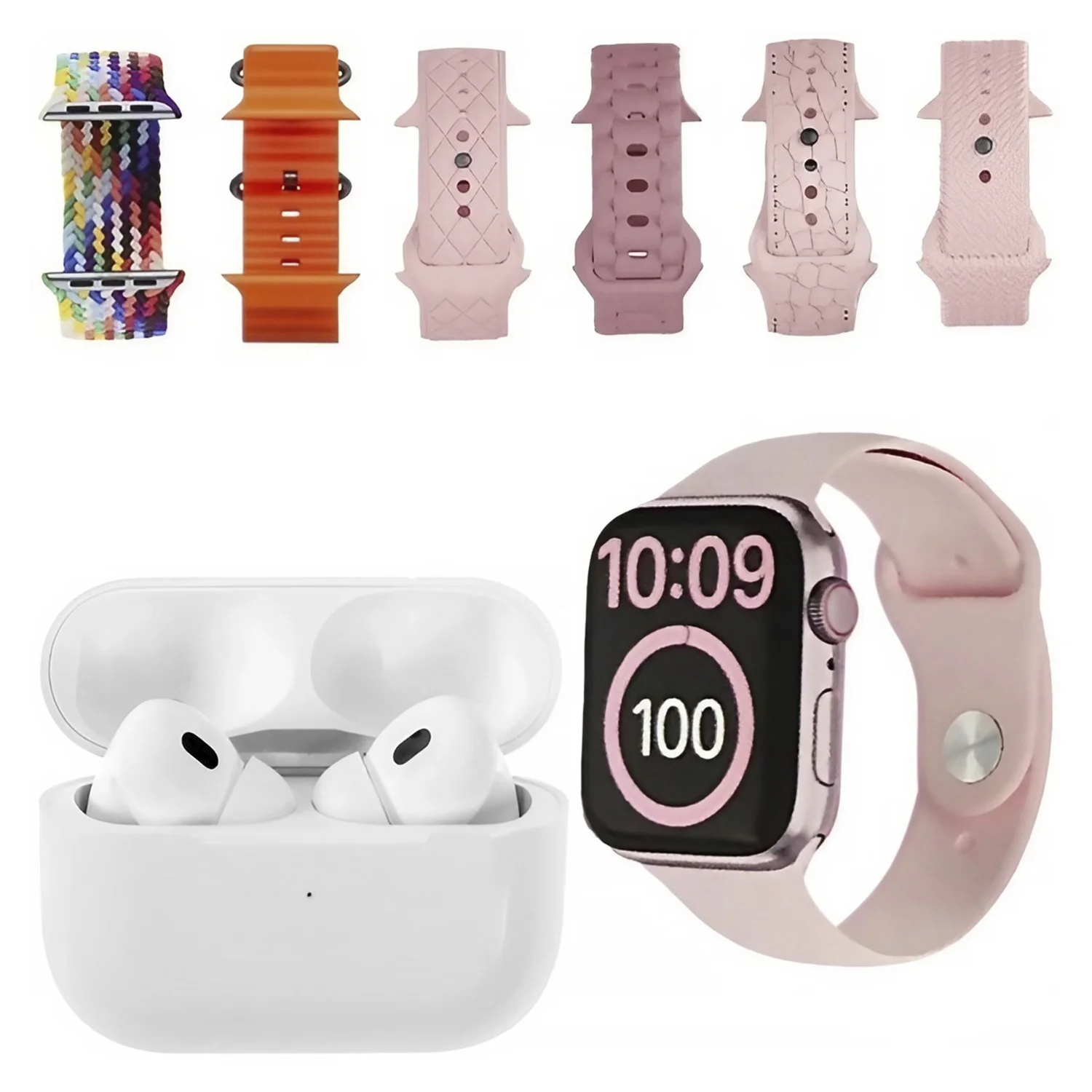 Kit Smartwatch K27 41mm + Fone de Ouvido - Rosa