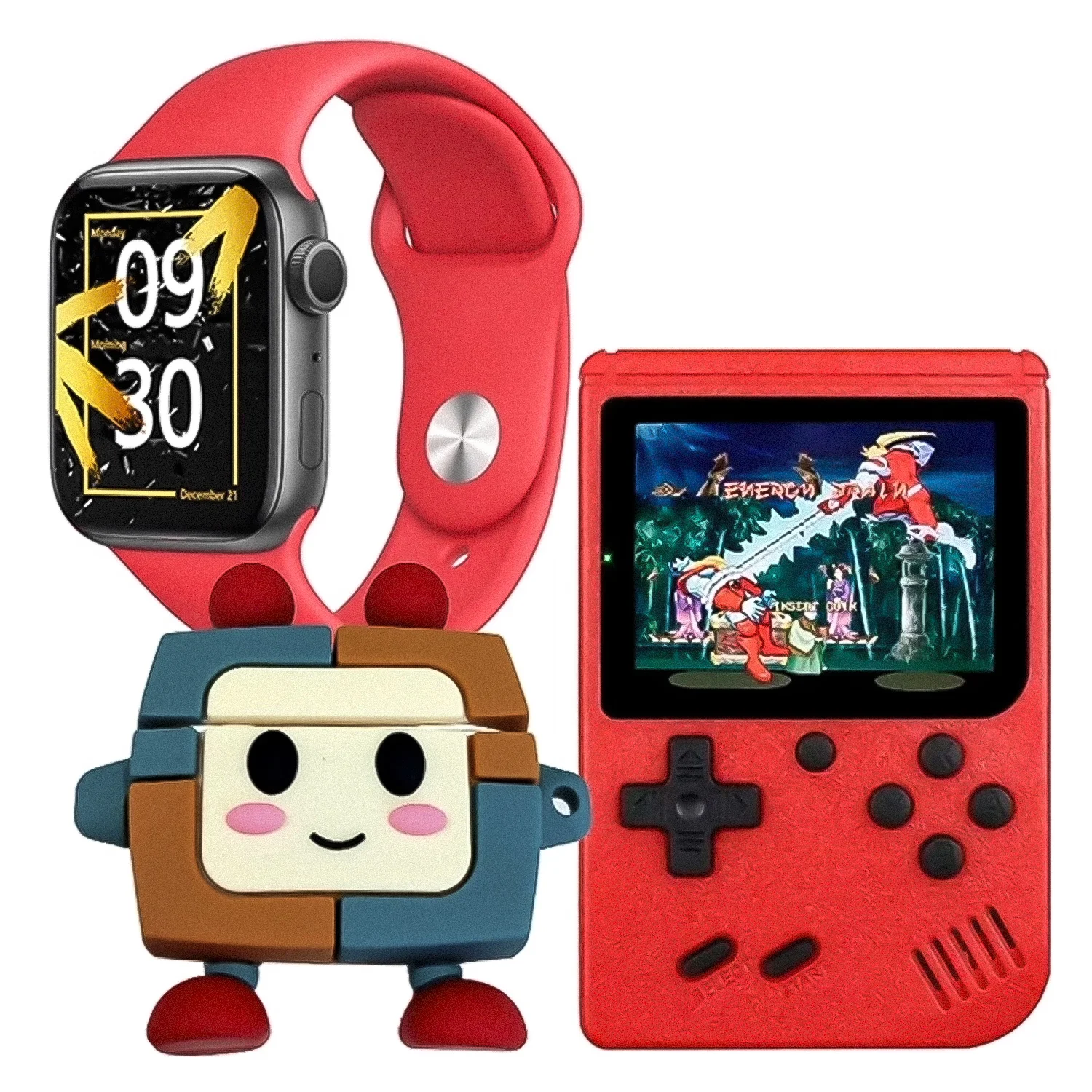 Kit Smartwatch K9 Mini Super Robot 41mm + Fone de Ouvido + Console Portátil