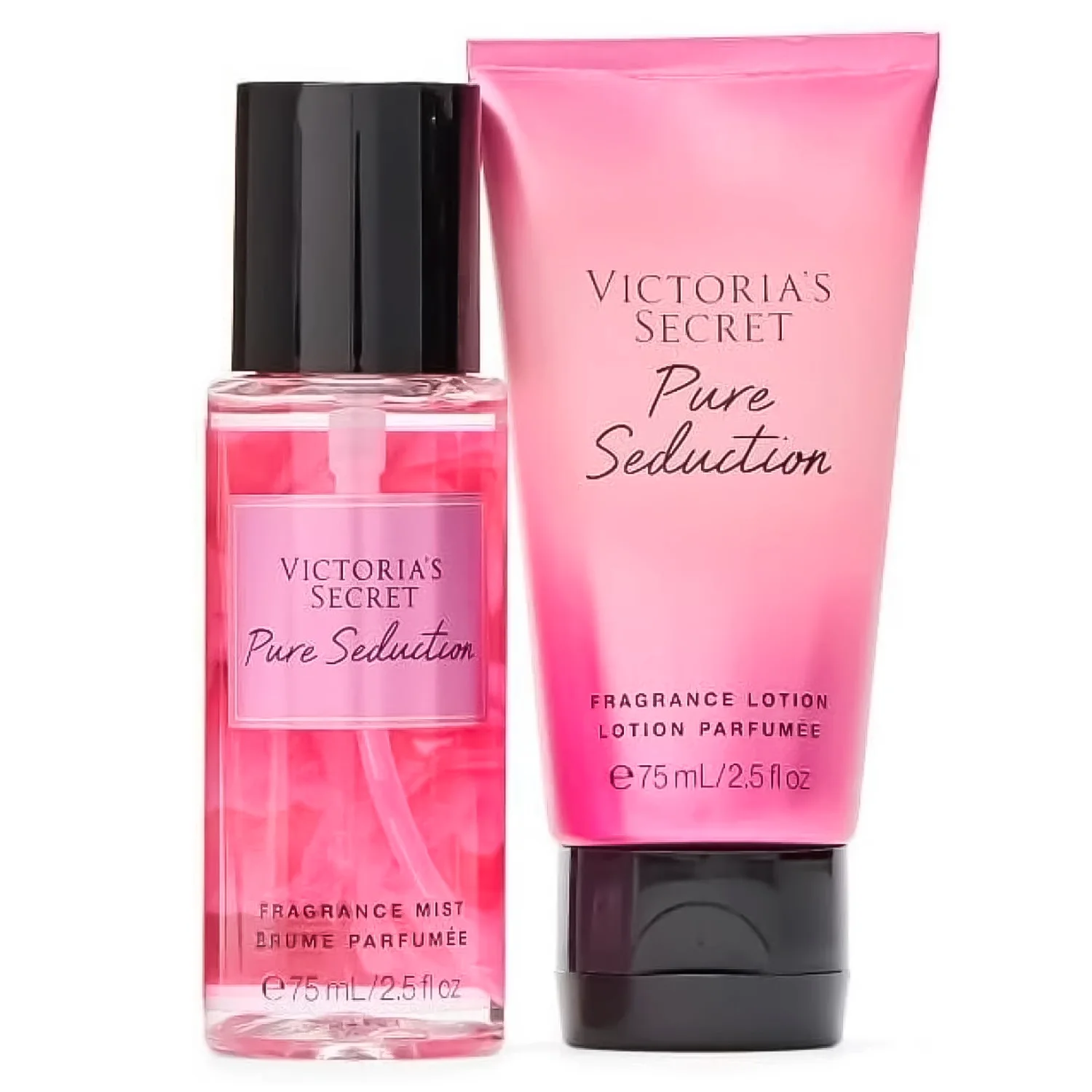 Kit Victoria's Secret Pure Seduction Body Splash Feminino 75ml e Body Lotion 75ml