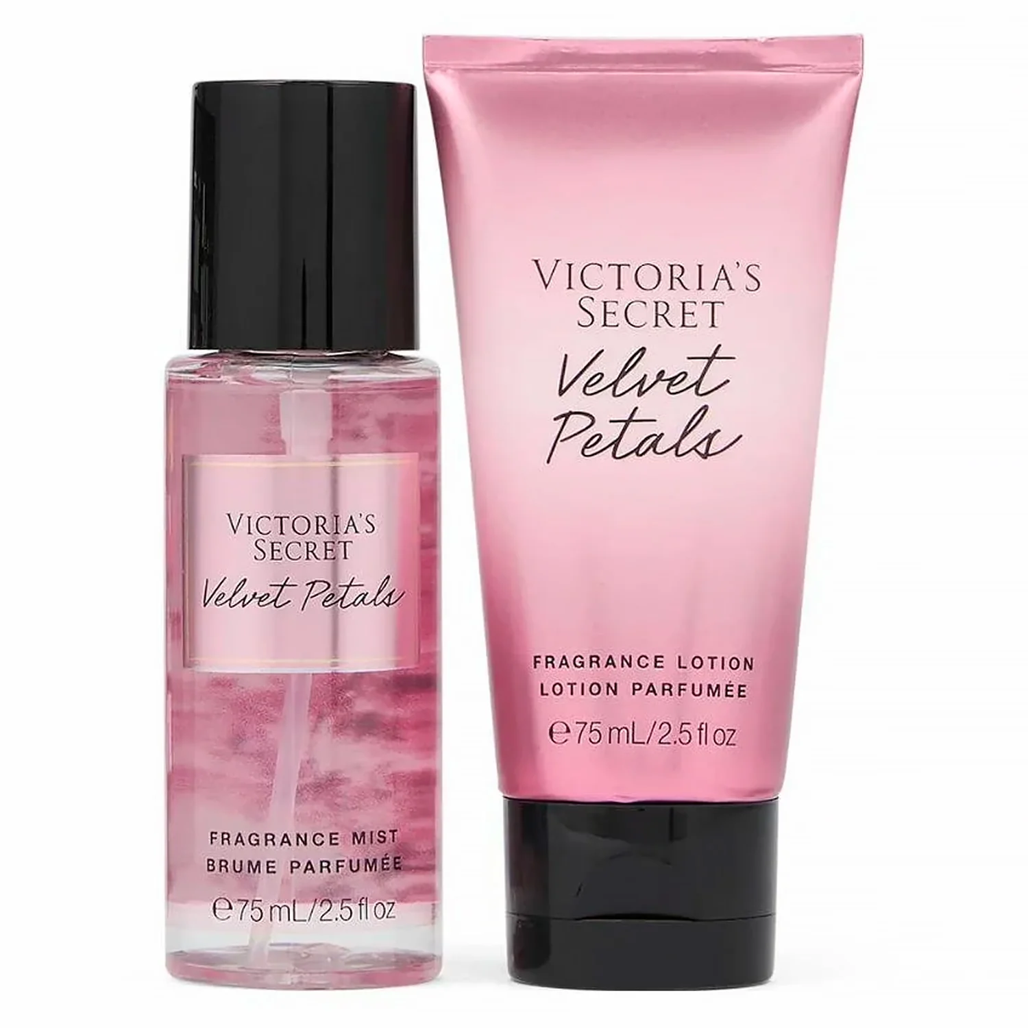 Kit Victoria's Secret Velvet Petals Body Splash Feminino 75ml e Body Lotion 75ml