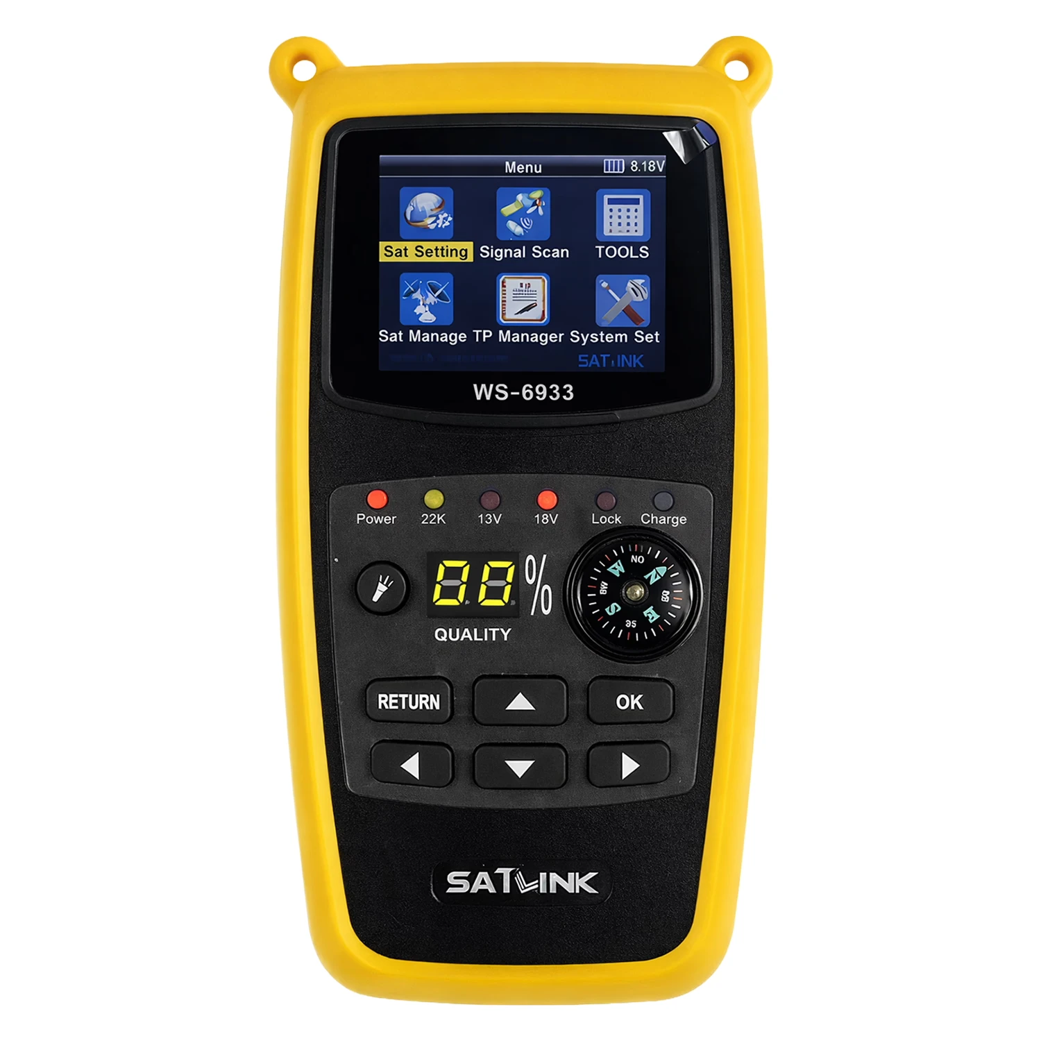 Localizador de Satélite Satlink WS-6933 DVB-S2 Digital - Amarelo