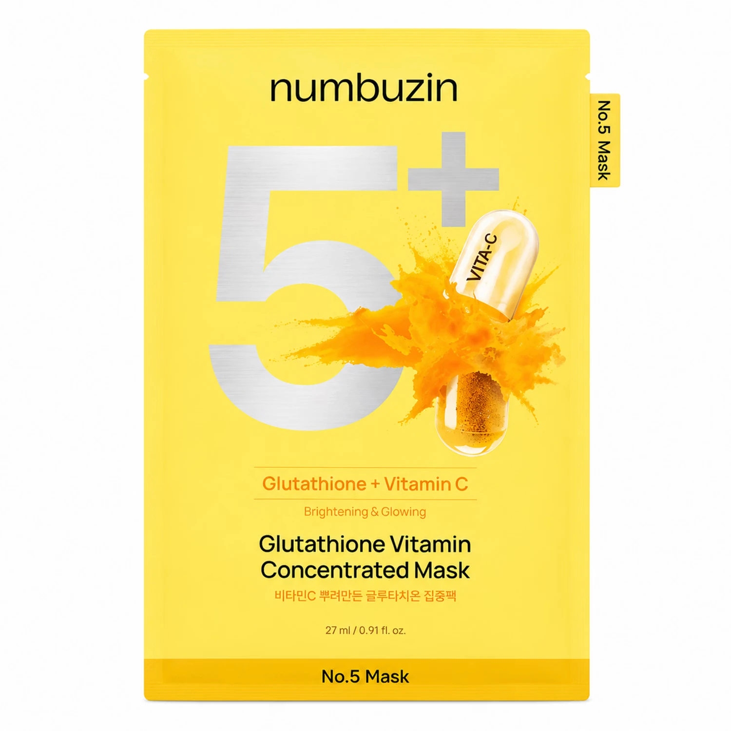 Máscara Facial Numbuzin No. 5+ Glutathione Vitamin Concentrated Mask 27ml