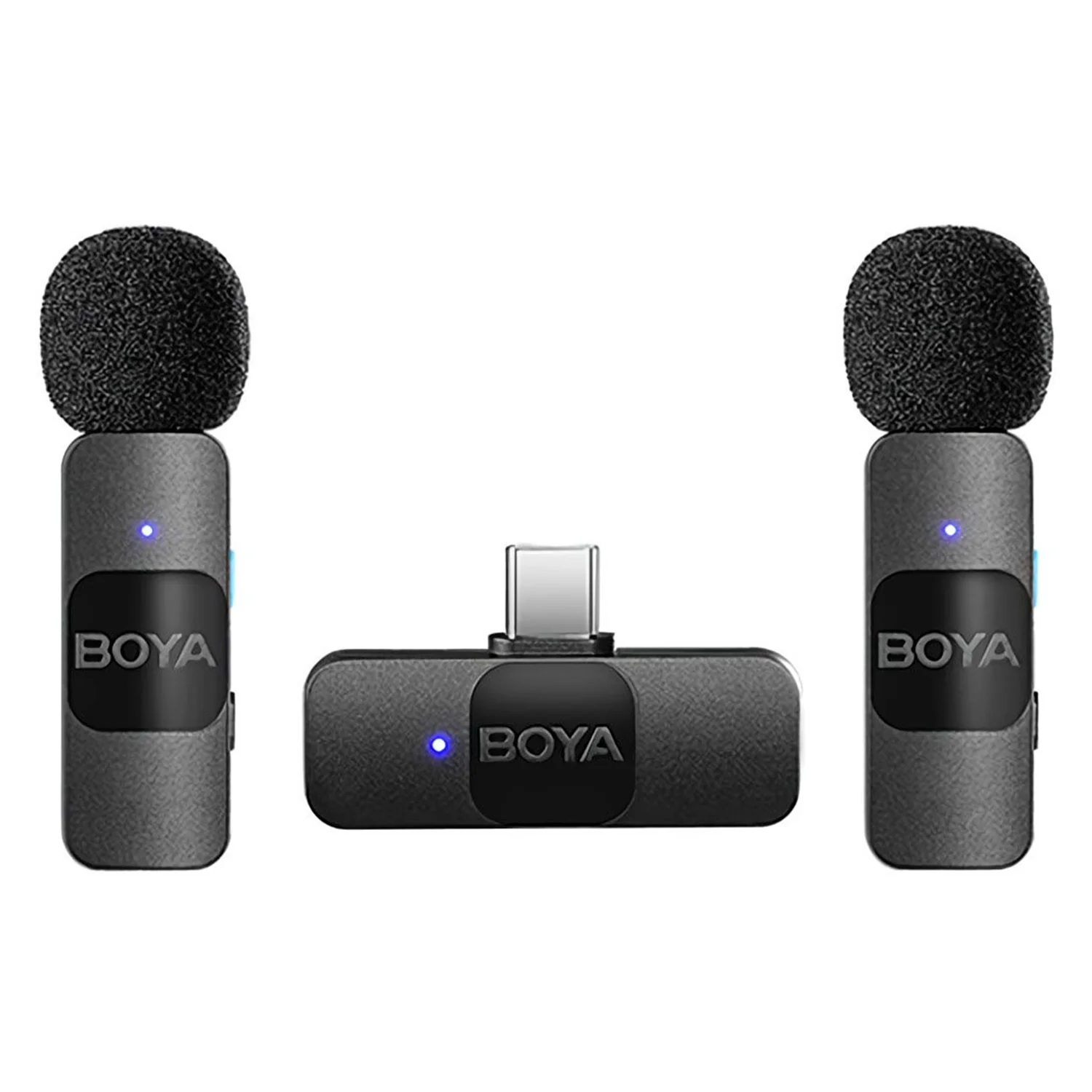 Microfone Lapela Boya BY-V20 USB-C Sem Fio para Smartphone - 2 Unidades (2TX+1RX)