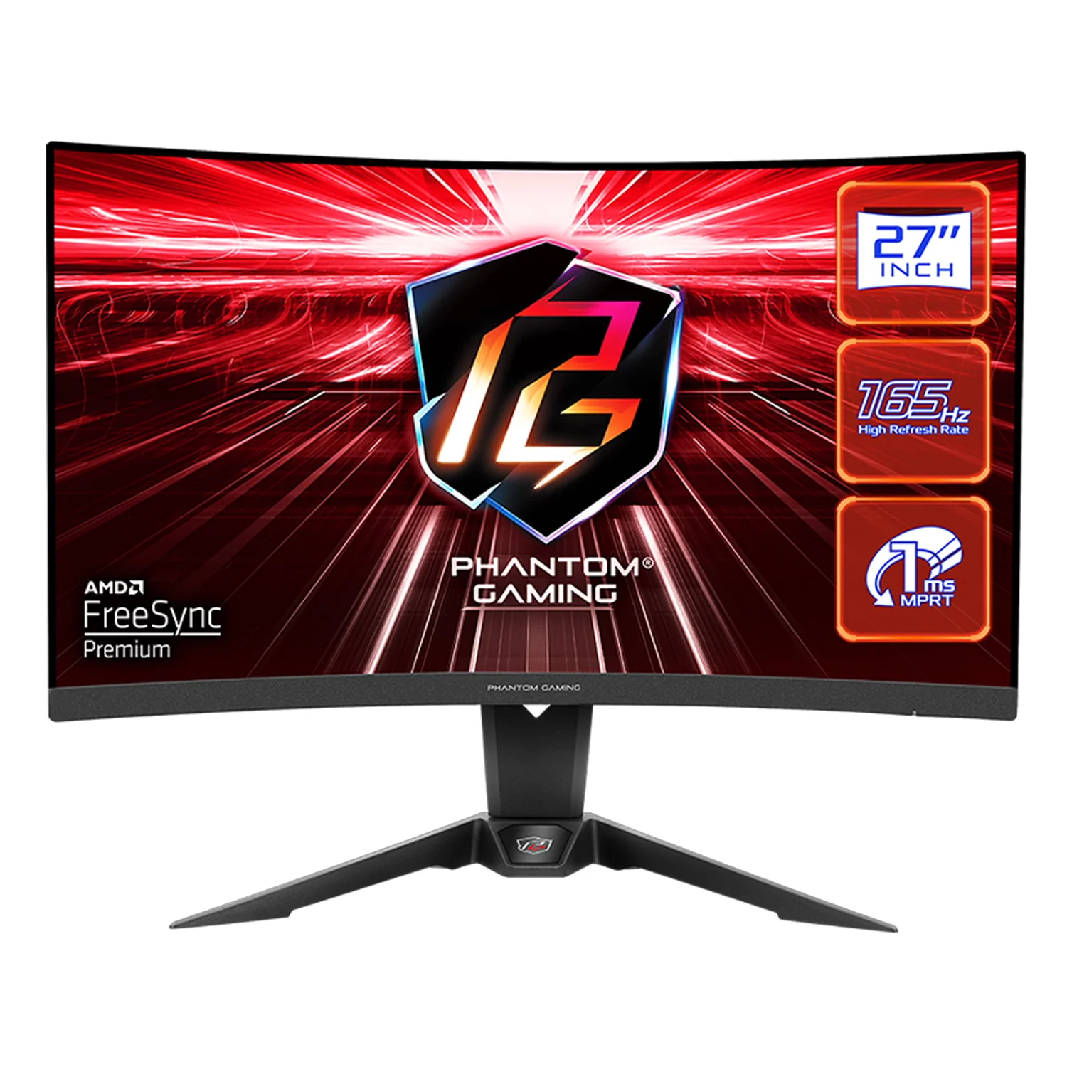 Monitor Gamer ASRock Phantom Gaming PG27Q15R2A 27" Full HD Curvo 165Hz HDMI DP - Preto
