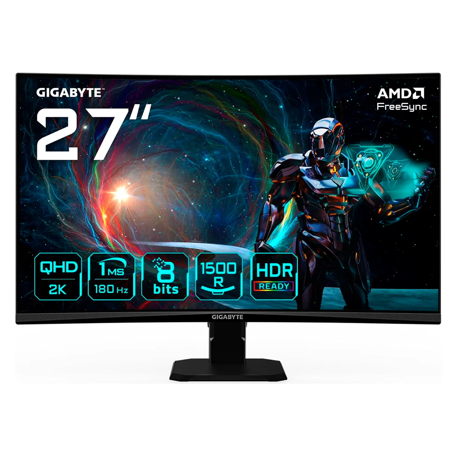 Monitor Gamer Gigabyte GS27QCA 27" Quad HD Curvo IPS 180Hz HDMI DP - Preto