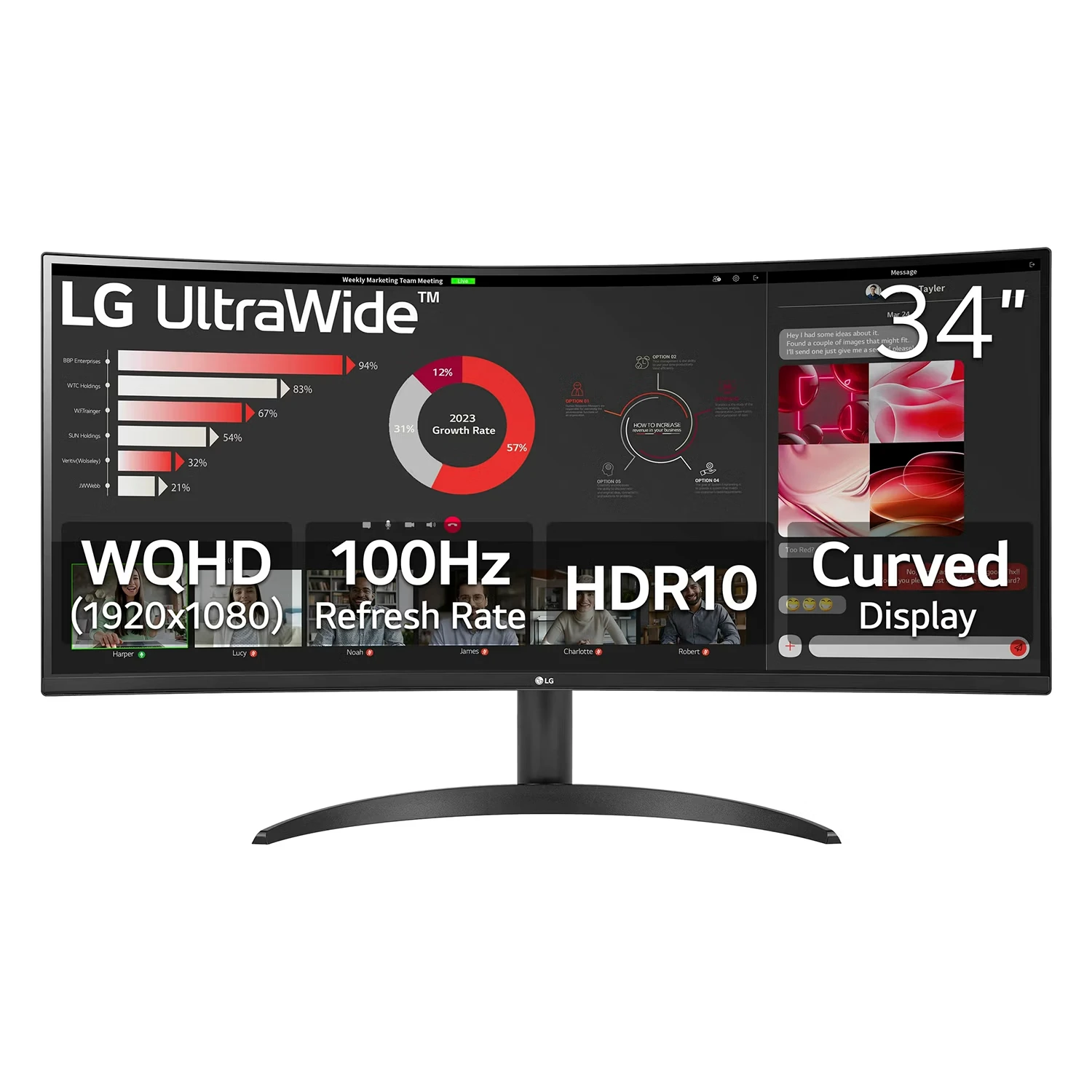 Monitor LG 34WR50QK-B 34" WQHD Curvo UltraWide 100Hz HDMI DP - Preto