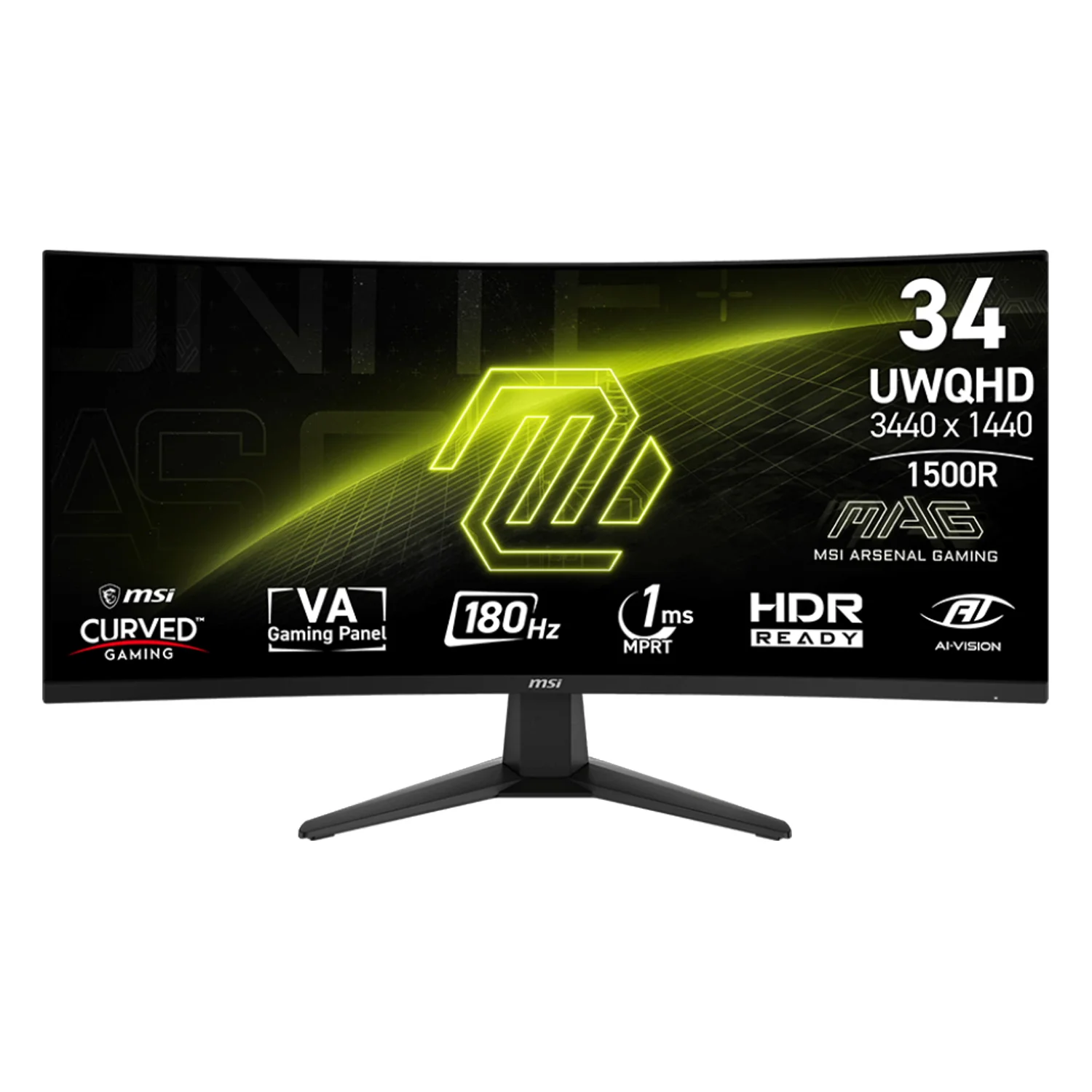 Monitor MSI MAG 346CQ 34" UWQHD Curvo 180Hz HDMI DP - Preto