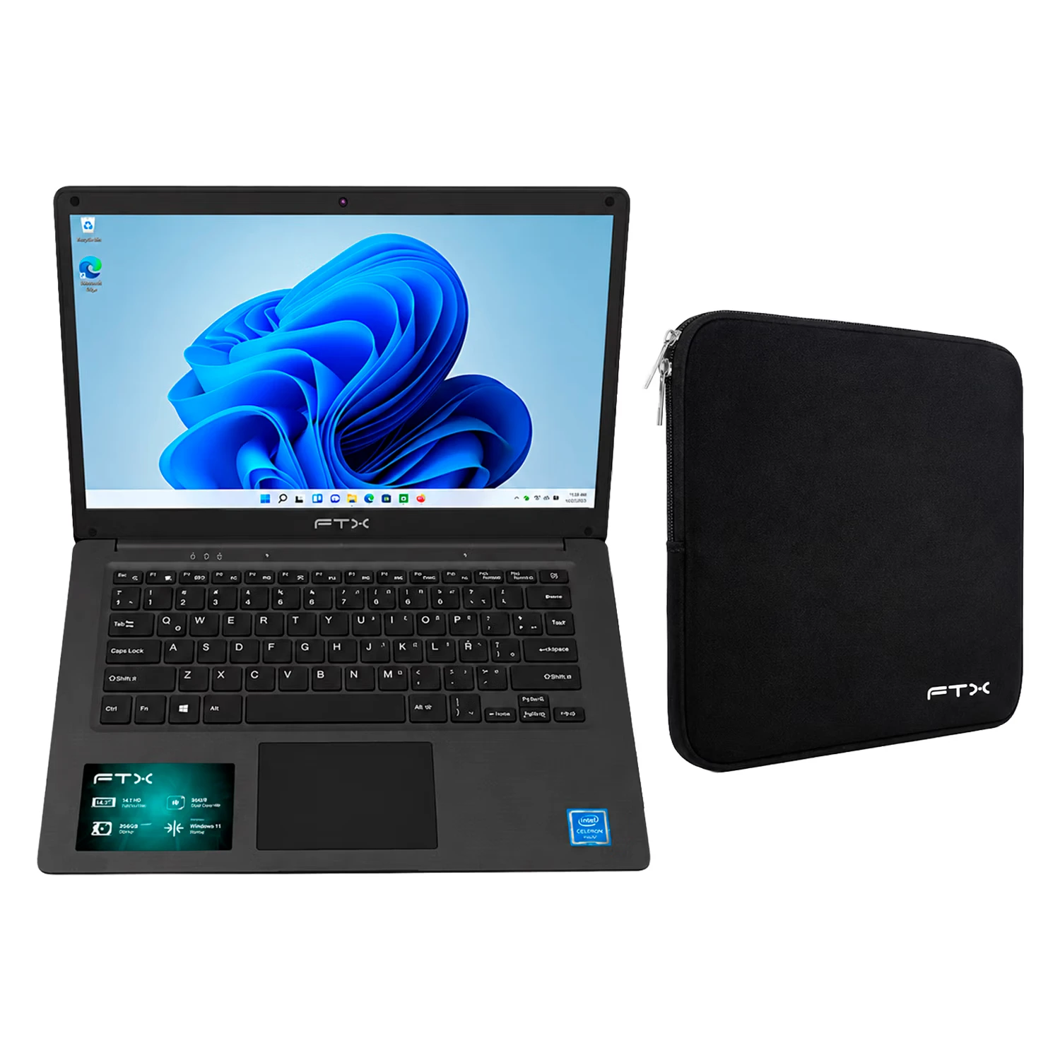 Notebook FTX C2564ES Intel Celeron N420 4GB RAM 256GB SSD Tela 14" Full HD Windows 11 Preto + Case - C2564ES