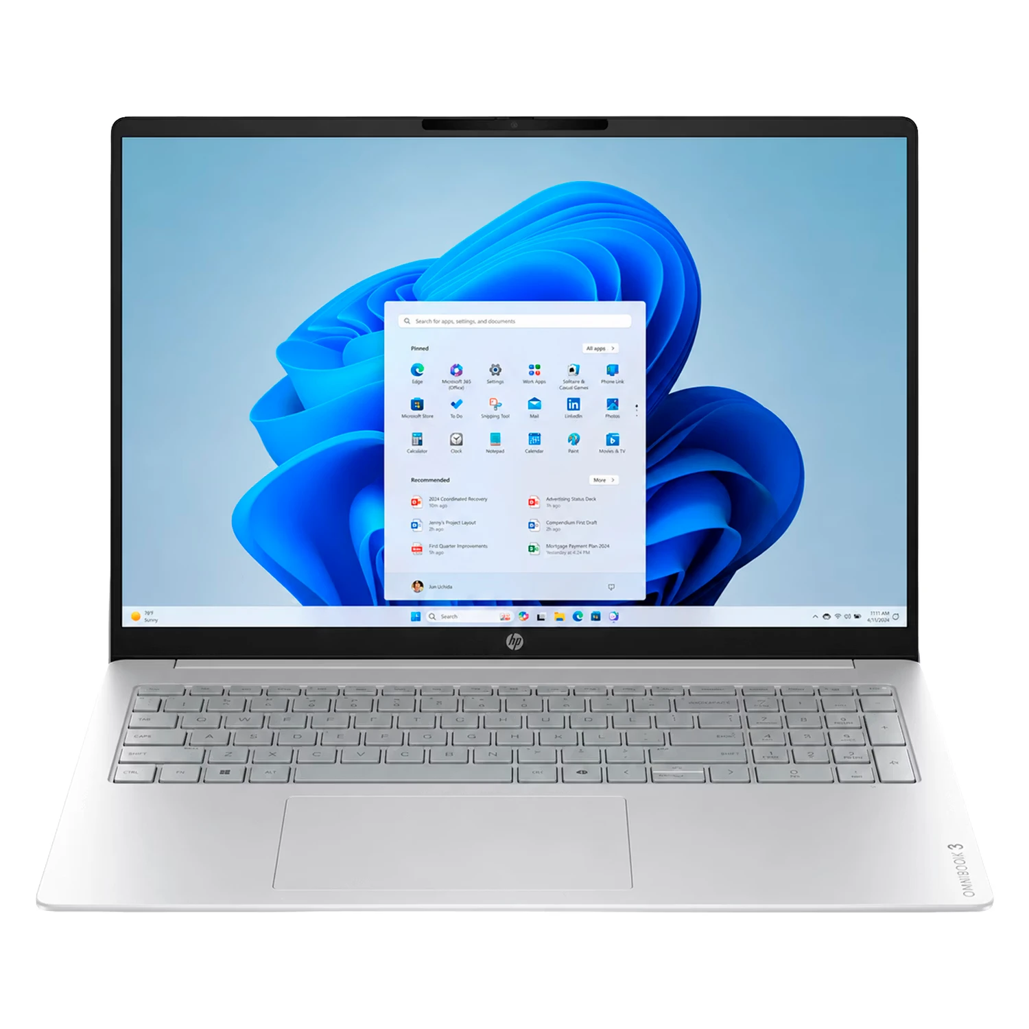 Notebook HP OmniBook 3 AMD Ryzen 5-40 8GB RAM 256GB SSD Tela 16" 2K Touch Windows 11 Inglês Prata - 16-BY0015DX