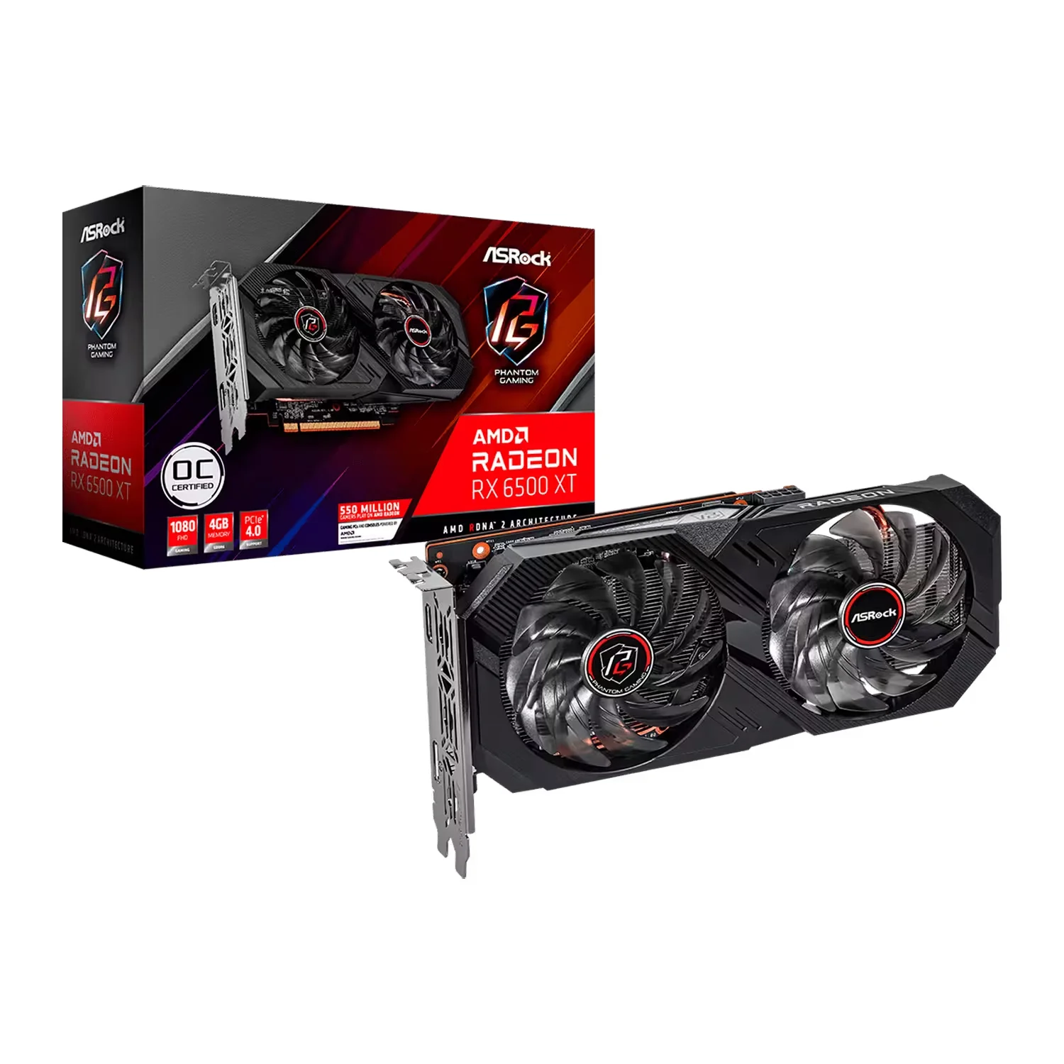 Placa de Vídeo ASRock Phantom Gaming D OC AMD Radeon RX-650 XT 4GB GDDR6 - 90-GA3DZZ-OOUANF