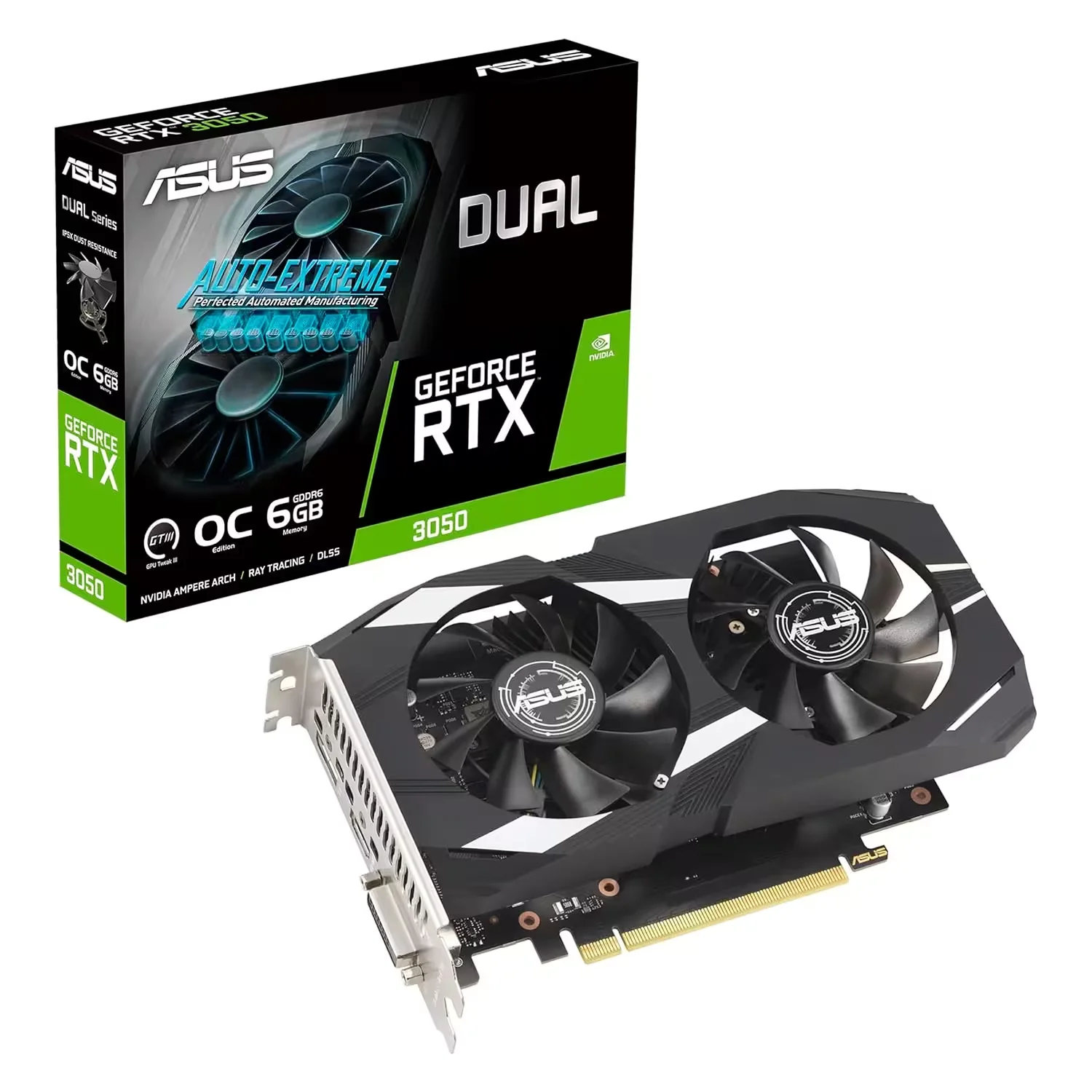 Placa de Vídeo Asus Dual OC NVIDIA GeForce RTX 3050 6GB GDDR6 - DUAL-RTX3050-O6G