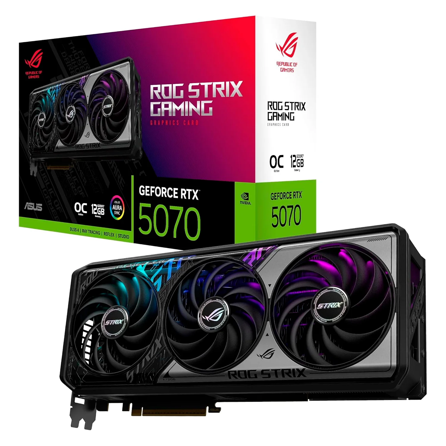 Placa de Vídeo Asus ROG Strix OC Edition VIDIA GeForce RTX-5070 12GB GDDR7 - ROG-STRIX-RTX5070-O12G-GAMING